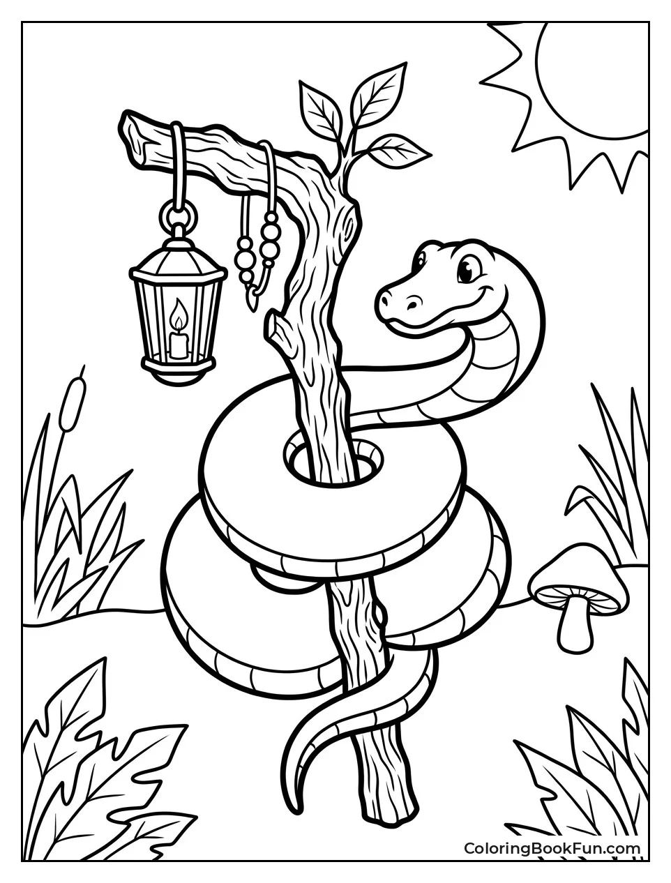 Snake Coiled Around Walking Stick