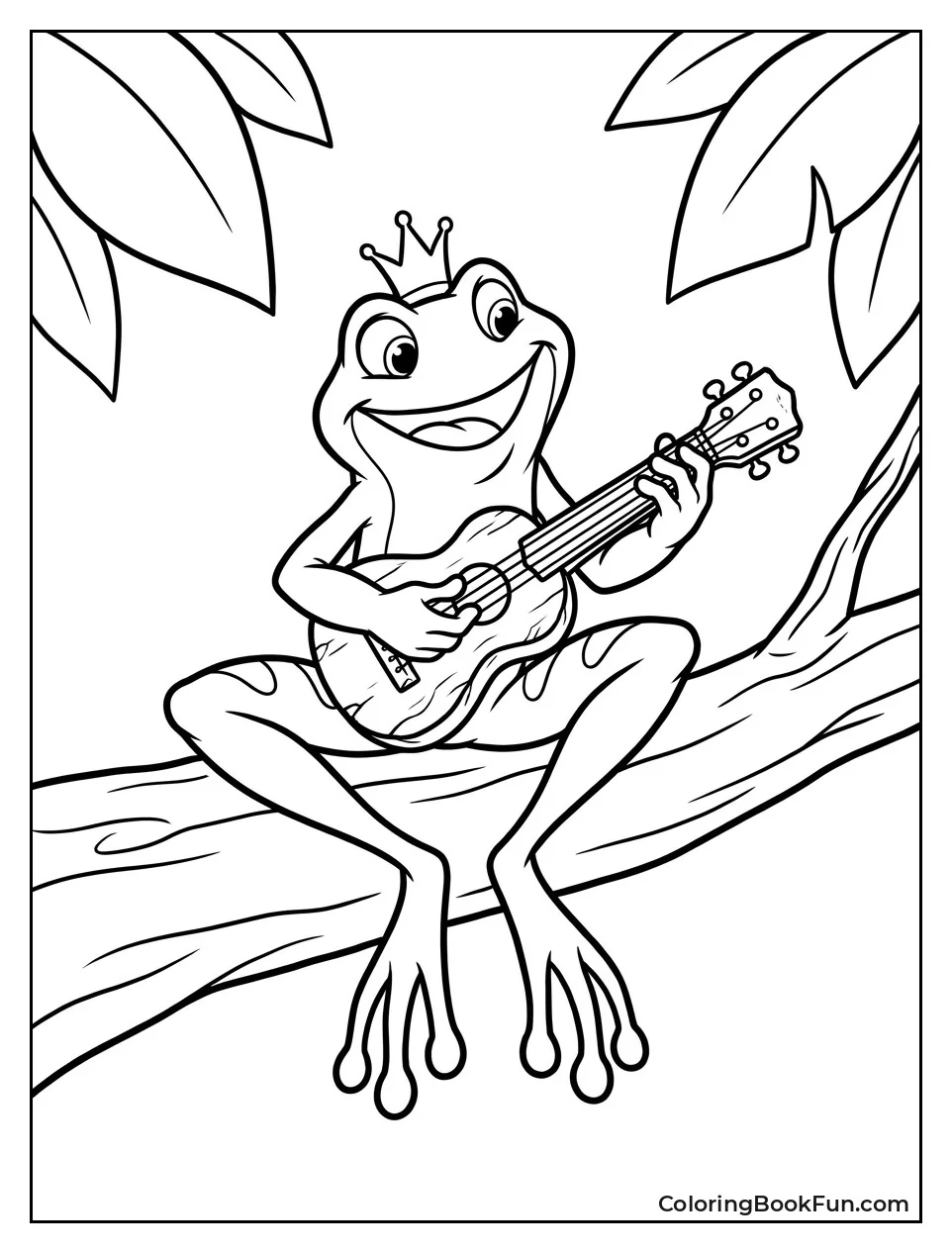 Frog Playing Ukulele on Branch