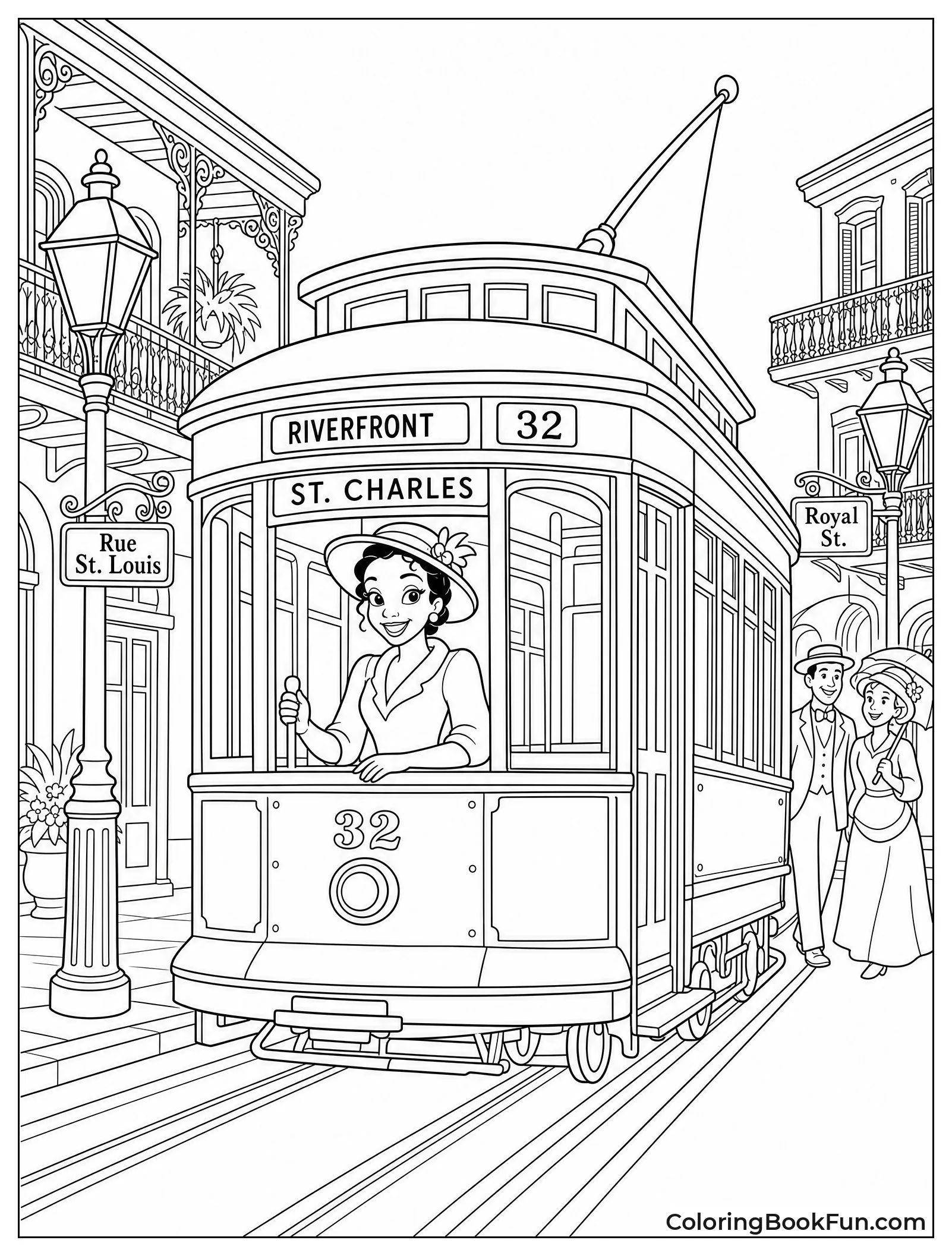 Tiana Riding Green Streetcar