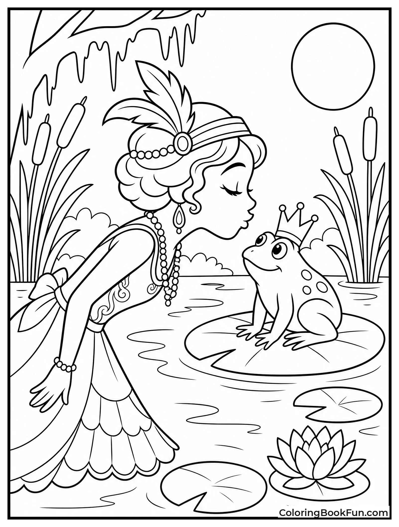 Tiana Kissing Frog on Lily Pad