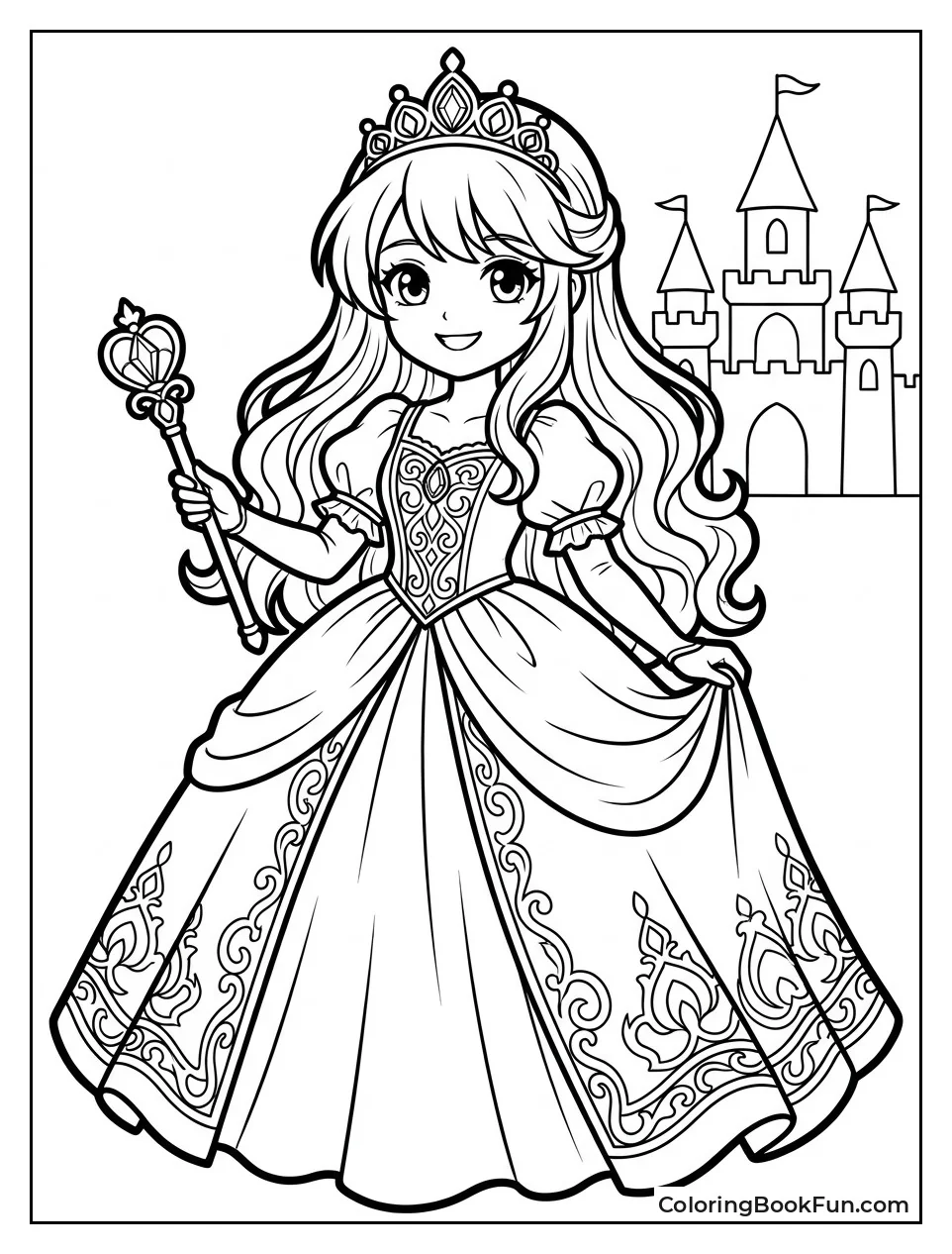 Princess in Flowing Elegant Gown
