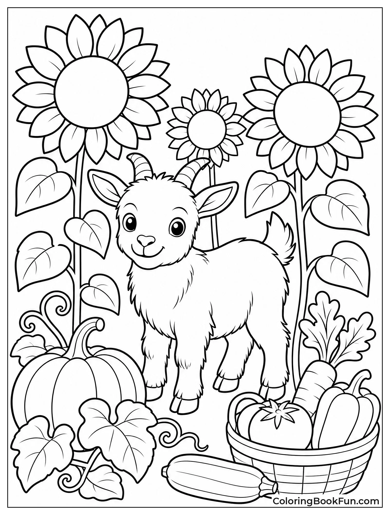 Pygmy Goat in Flower Garden