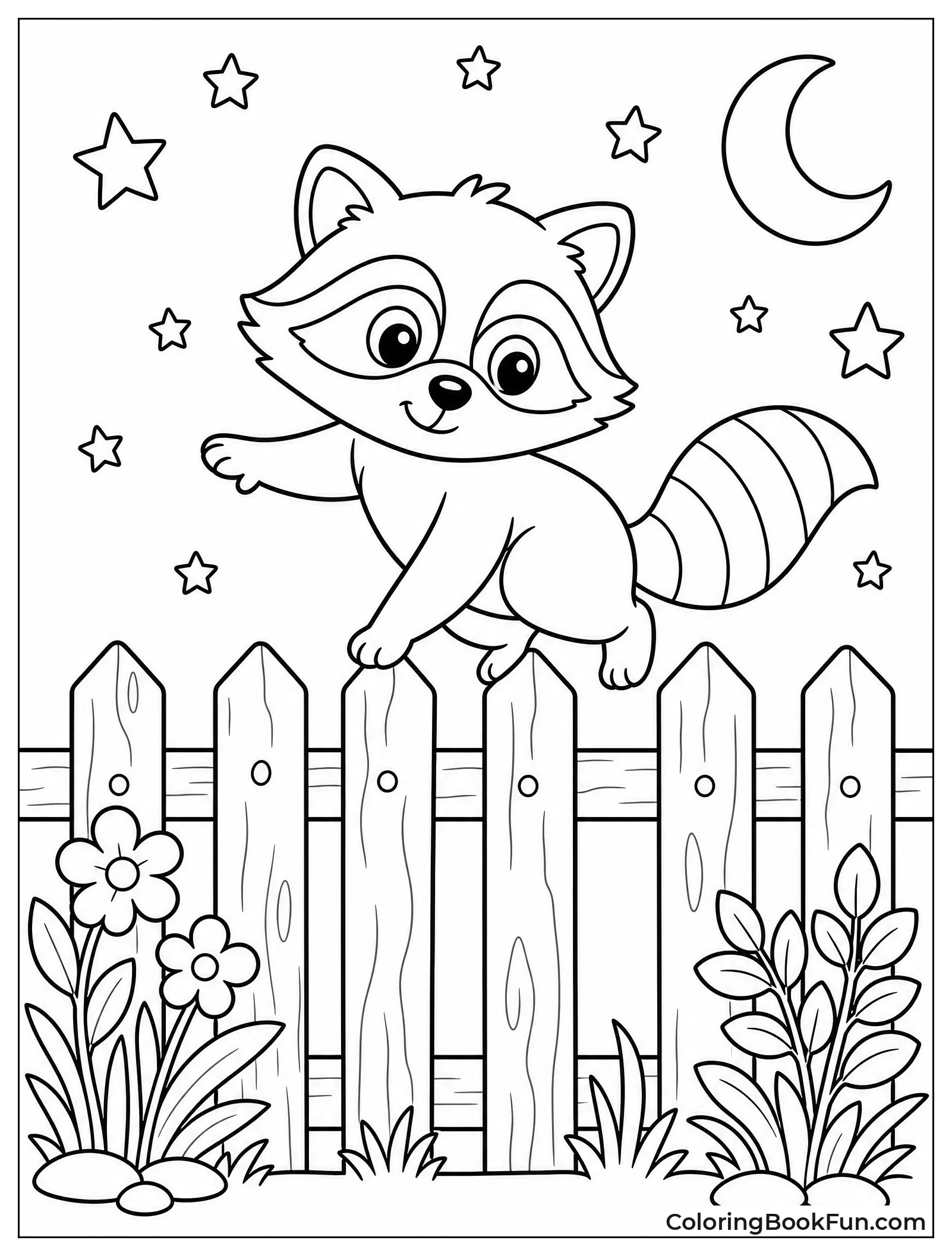 Raccoon Balancing on Fence