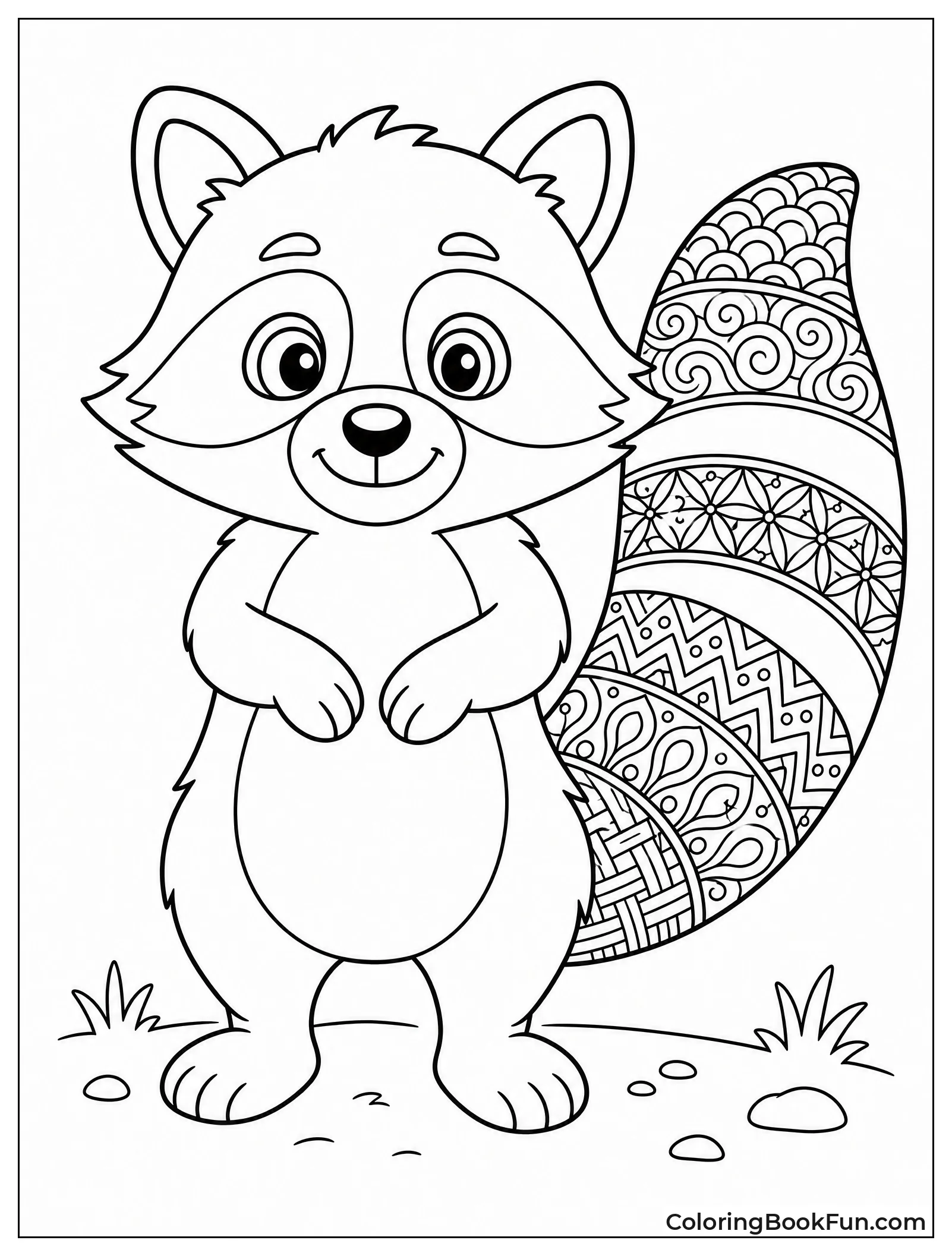 Raccoon with Detailed Tail Patterns