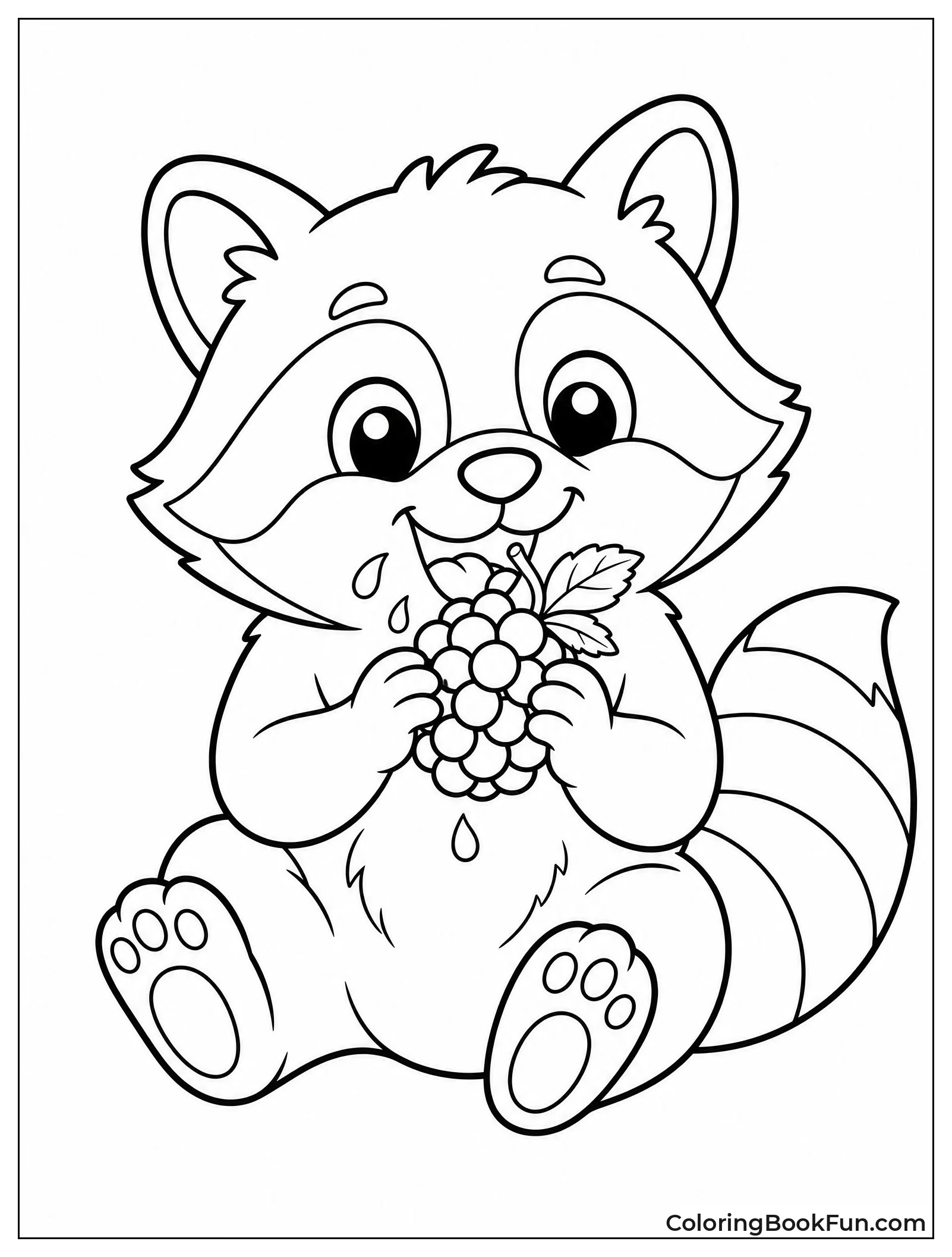 Raccoon Eating Juicy Berries