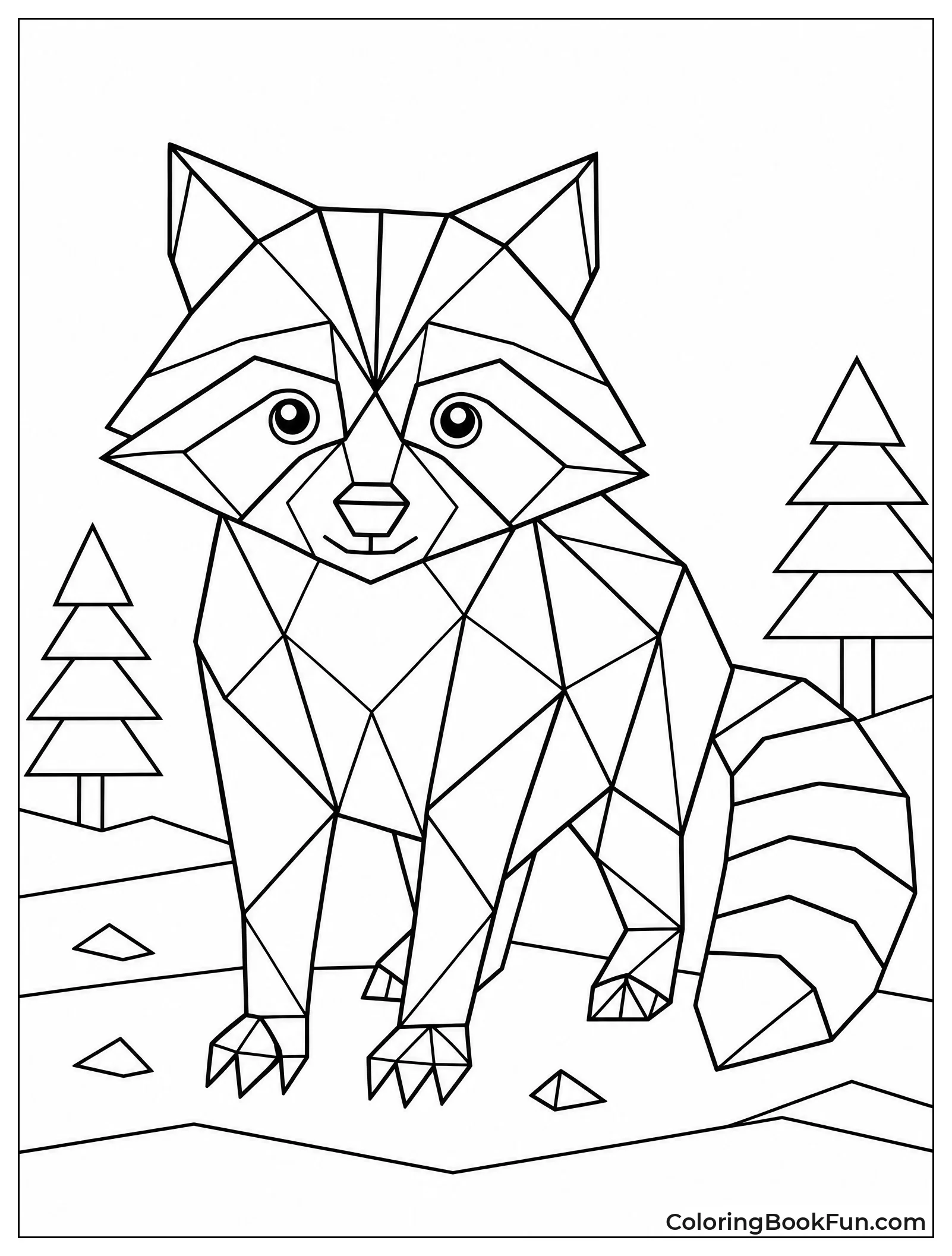 Geometric Raccoon Made of Shapes
