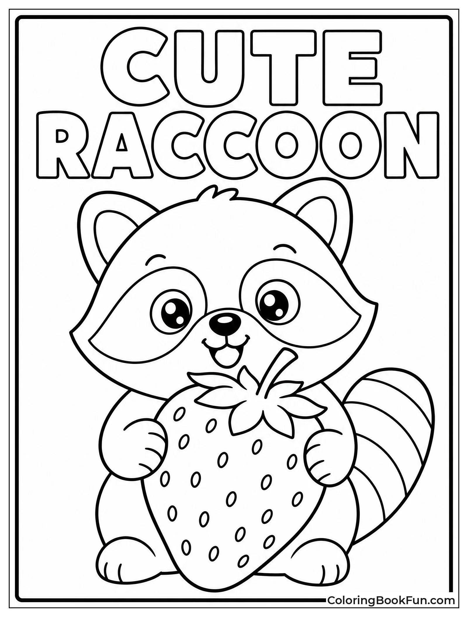 Kawaii Raccoon with Strawberry