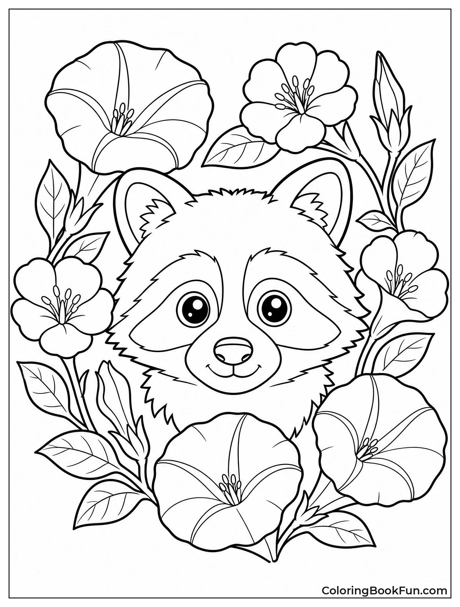 Raccoon Mask in Flower Wreath