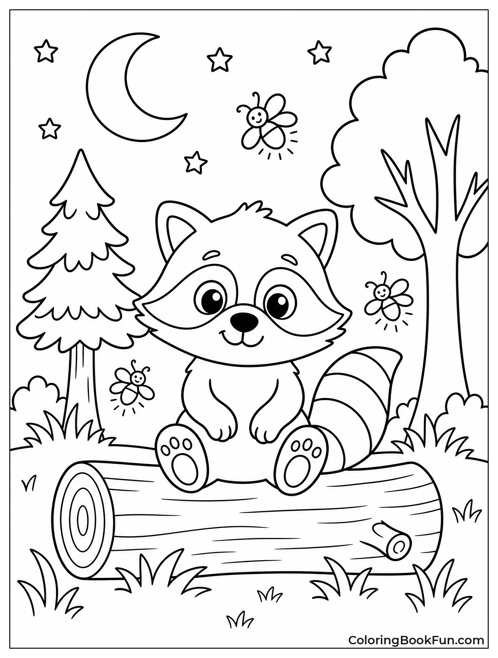 Raccoon Watching Fireflies Glow