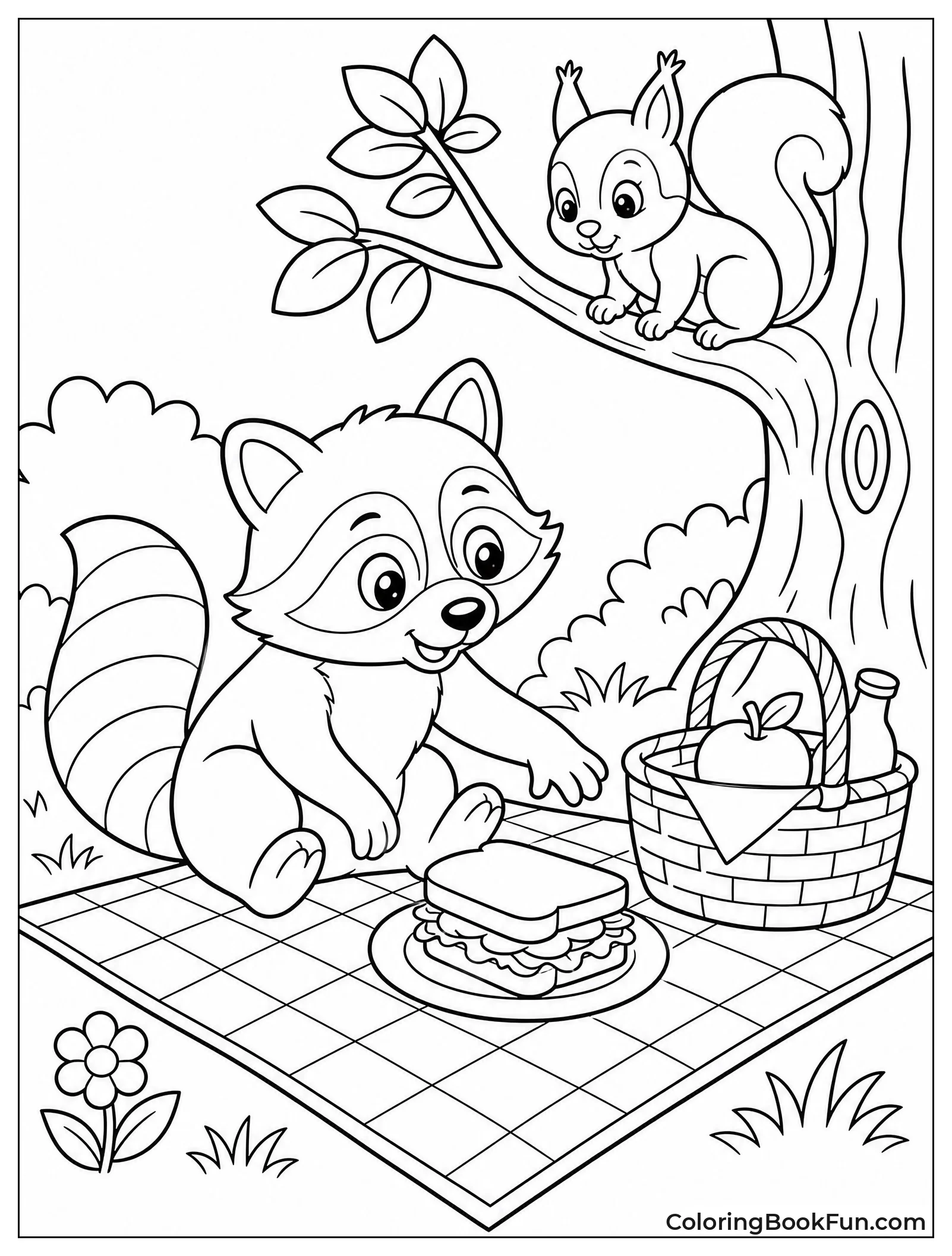 Raccoon Crashing a Picnic