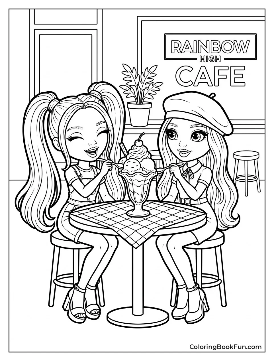 Sunny and Violet Eating Sundae