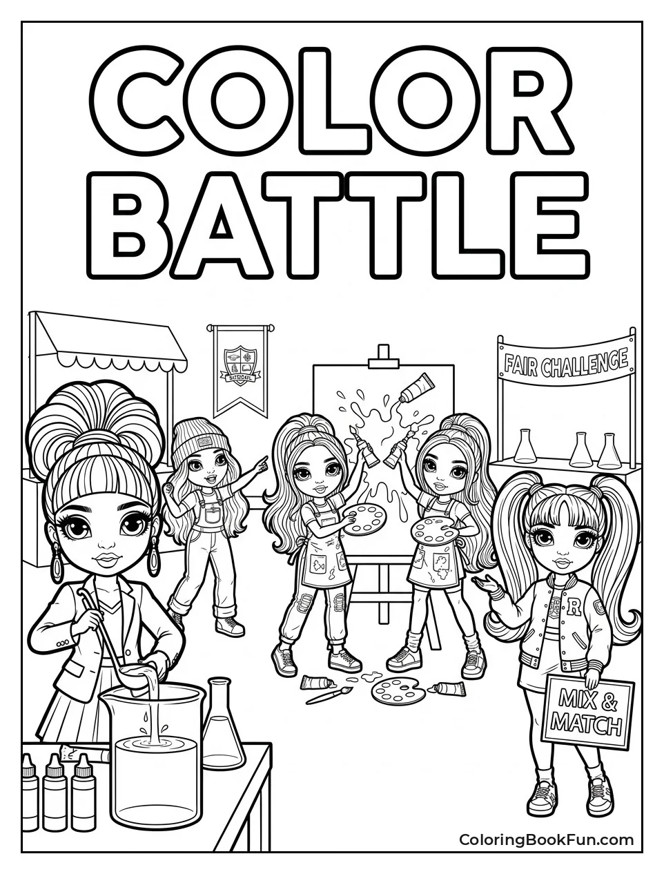 Kids Mixing Colors at School Fair
