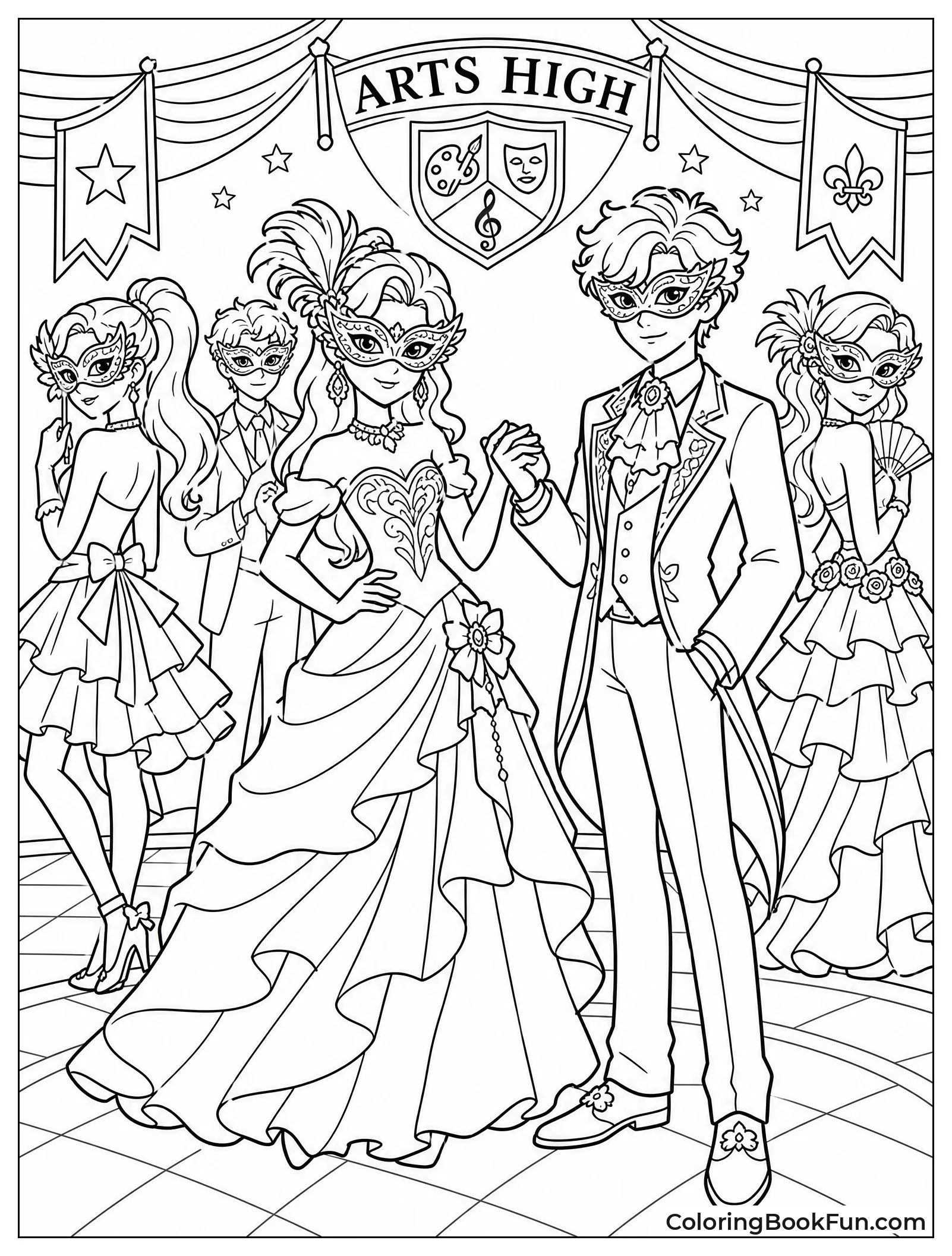 Girls in Fancy Masquerade Costumes