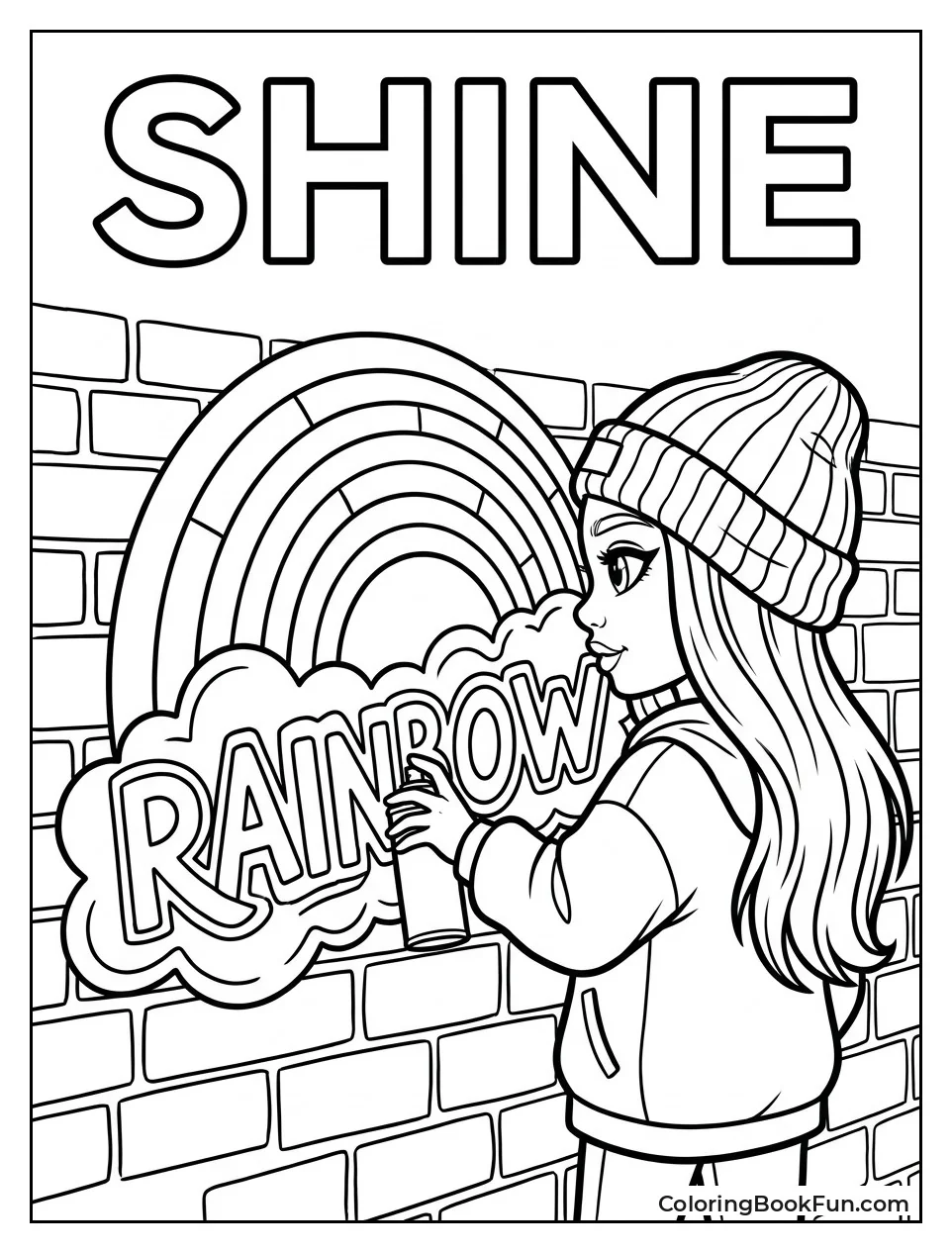 Jade Spray Painting Rainbow on Wall