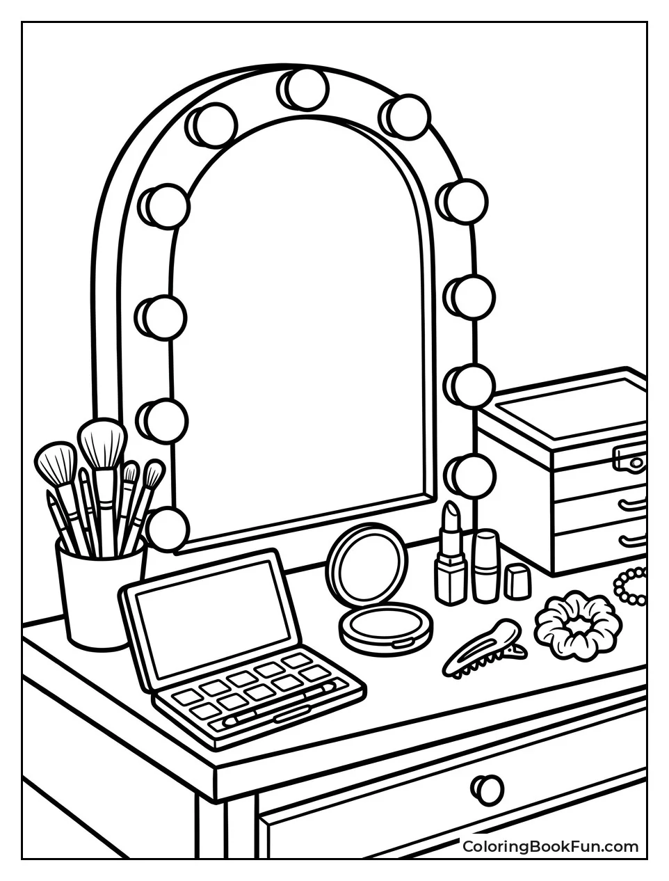 Vanity Mirror with Makeup Tools
