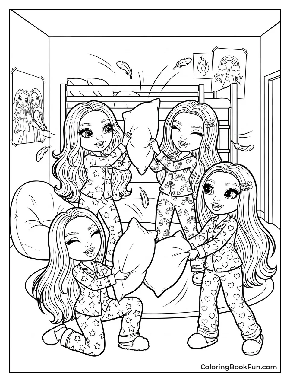 Girls Having Fun Pillow Fight