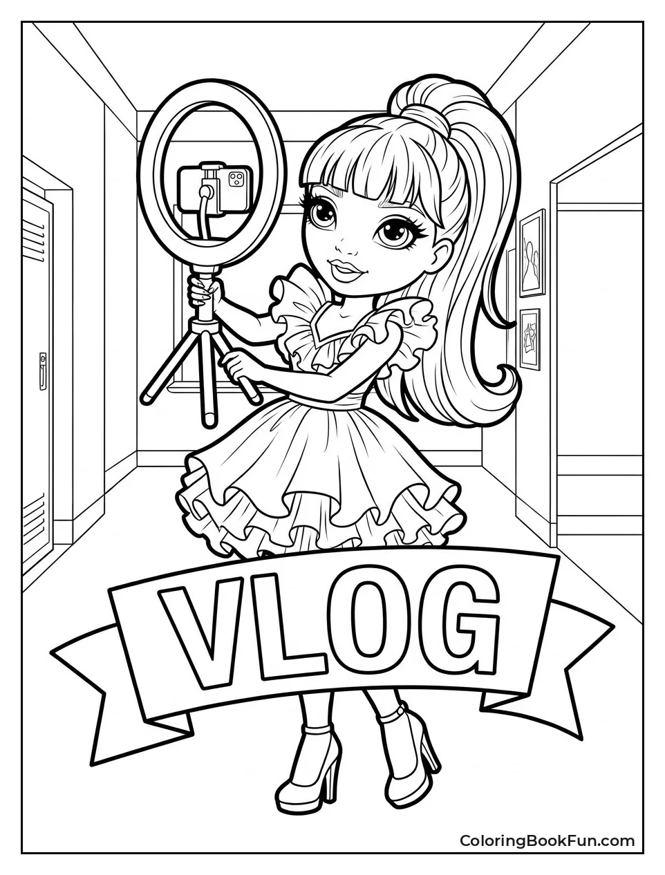 Violet Recording Video in Dress