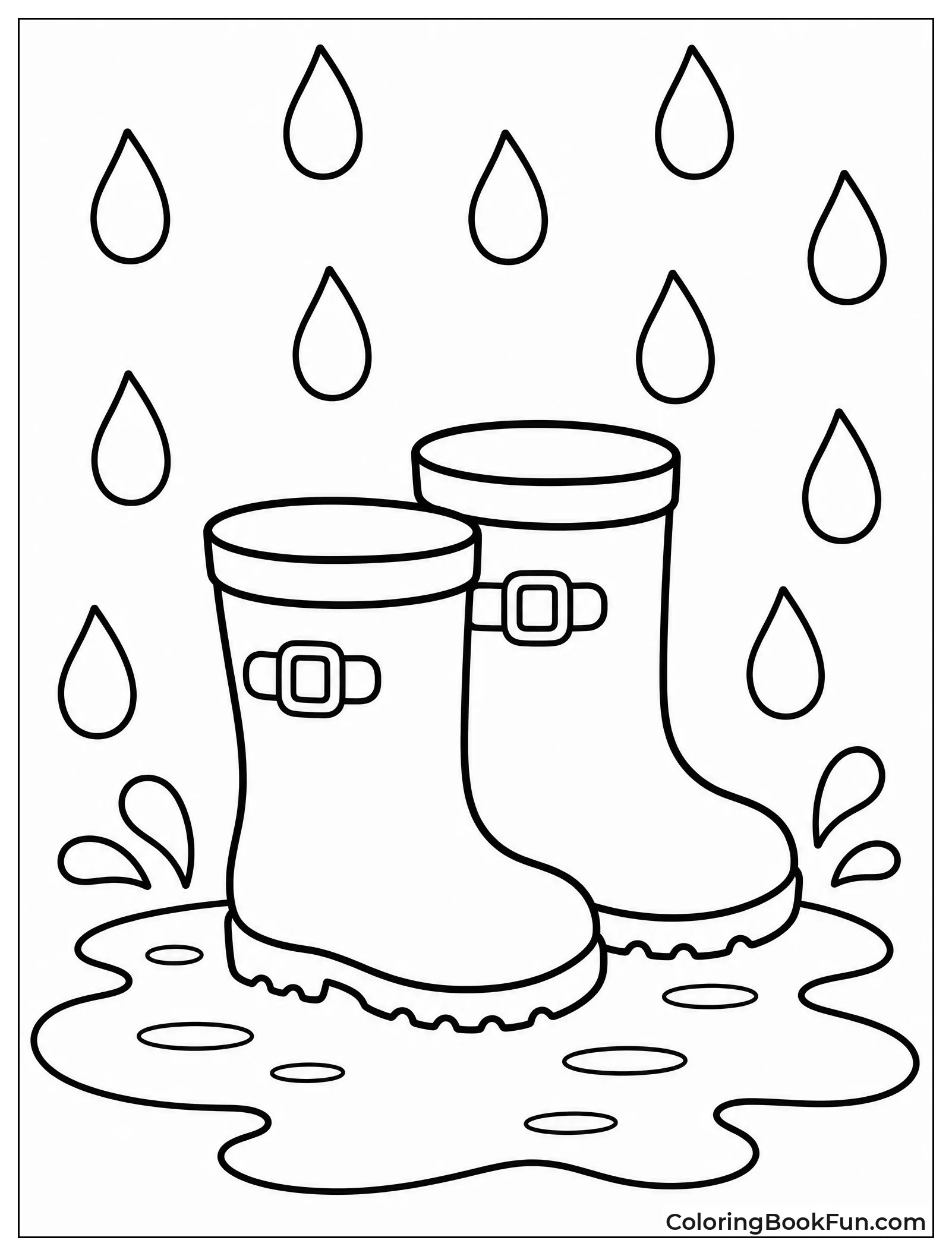 Raindrops Falling near Rubber Boots