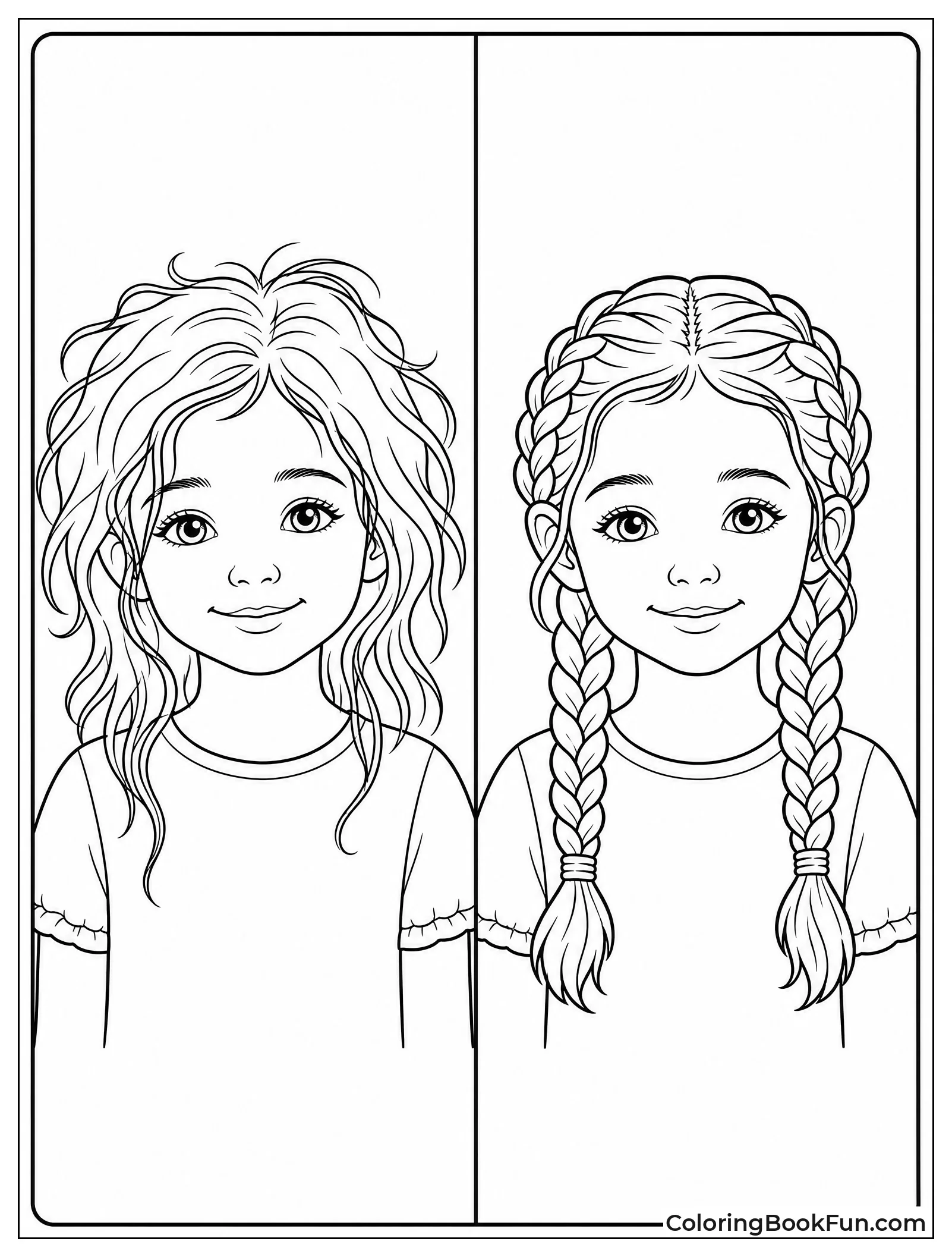 Girl Before and After Braids
