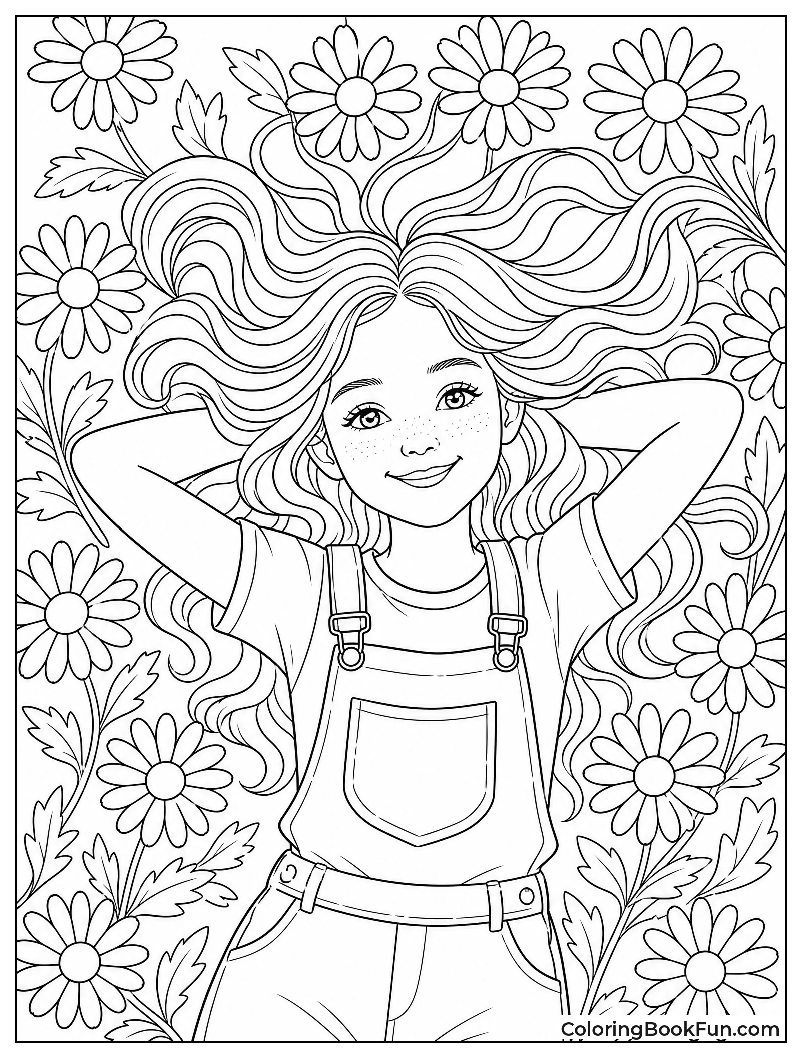 Girl Lying in Daisy Field