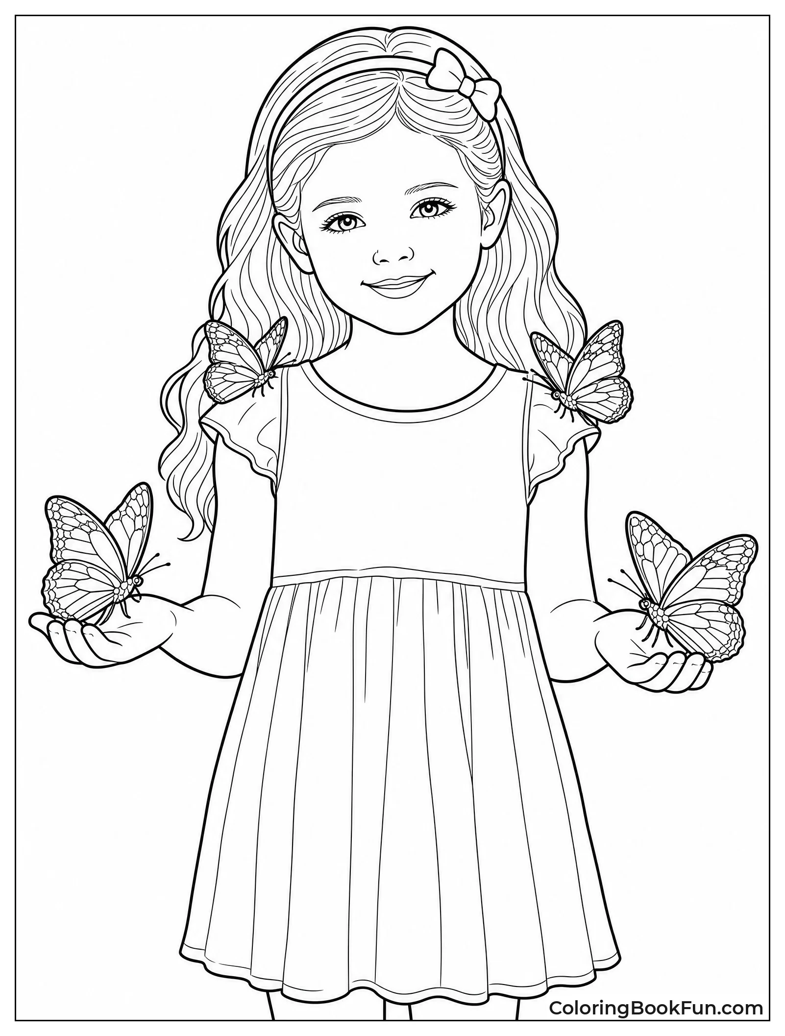 Girl Surrounded by Butterflies
