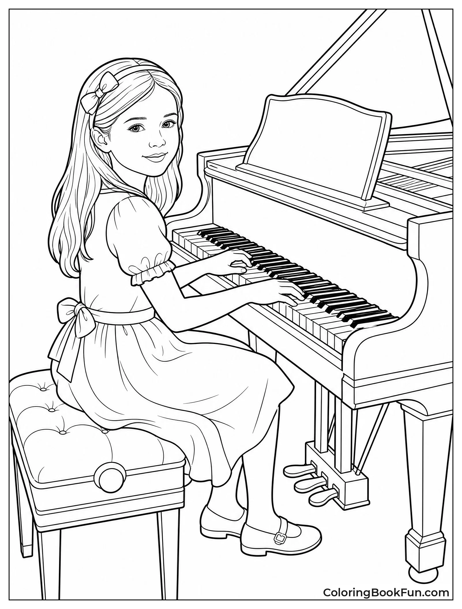 Girl Playing Grand Piano