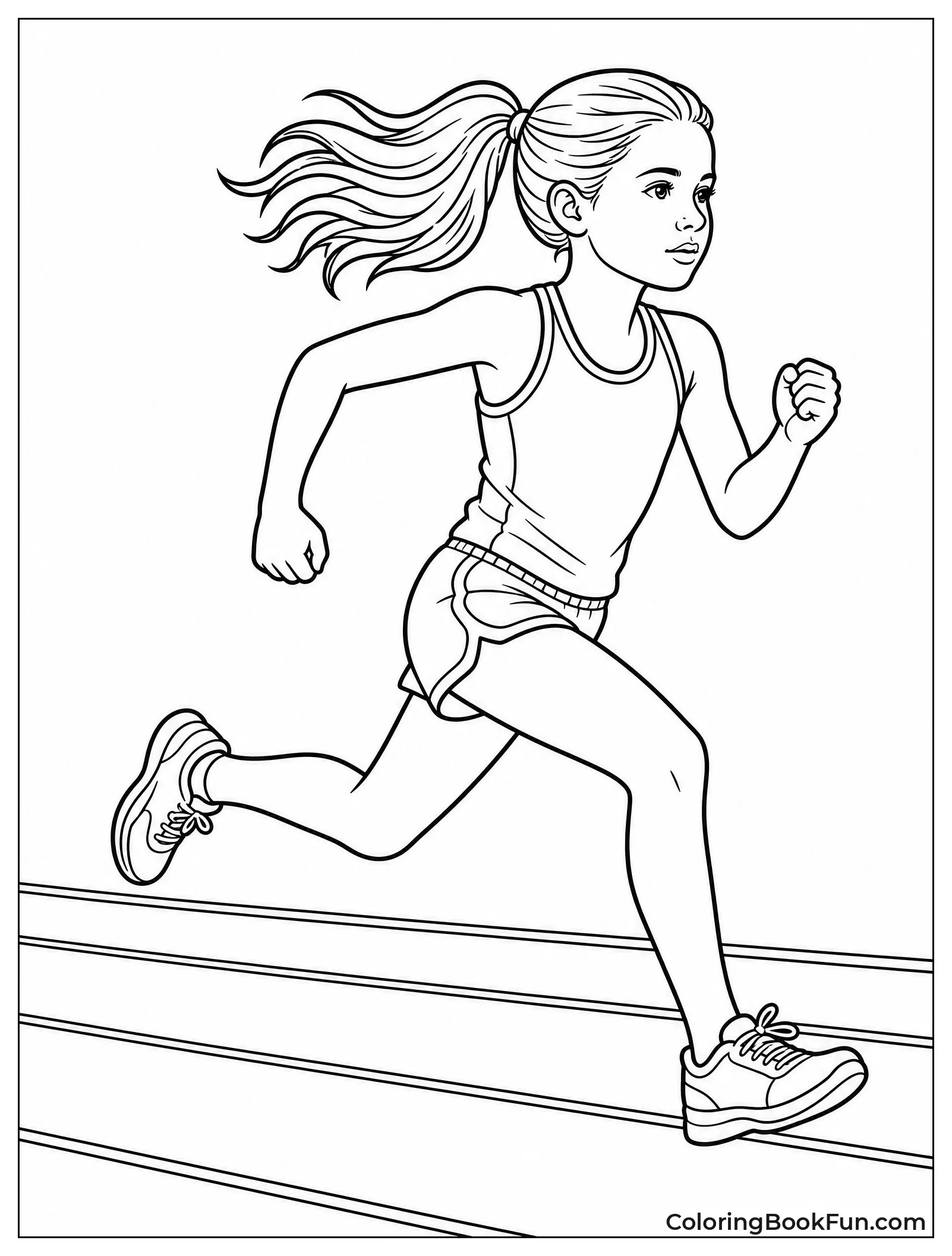 Girl Running Fast on Track