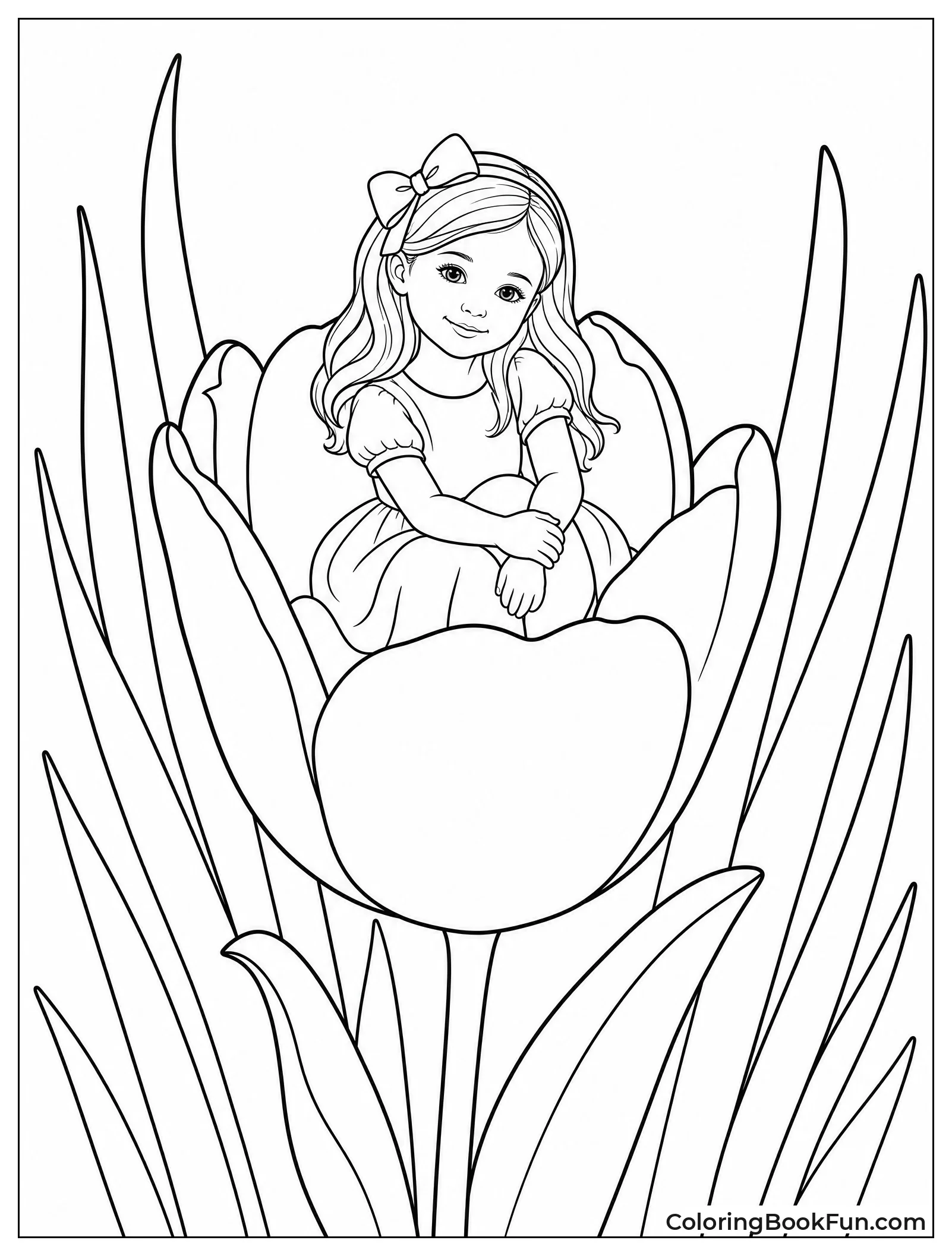 Miniature Girl Inside Tulip