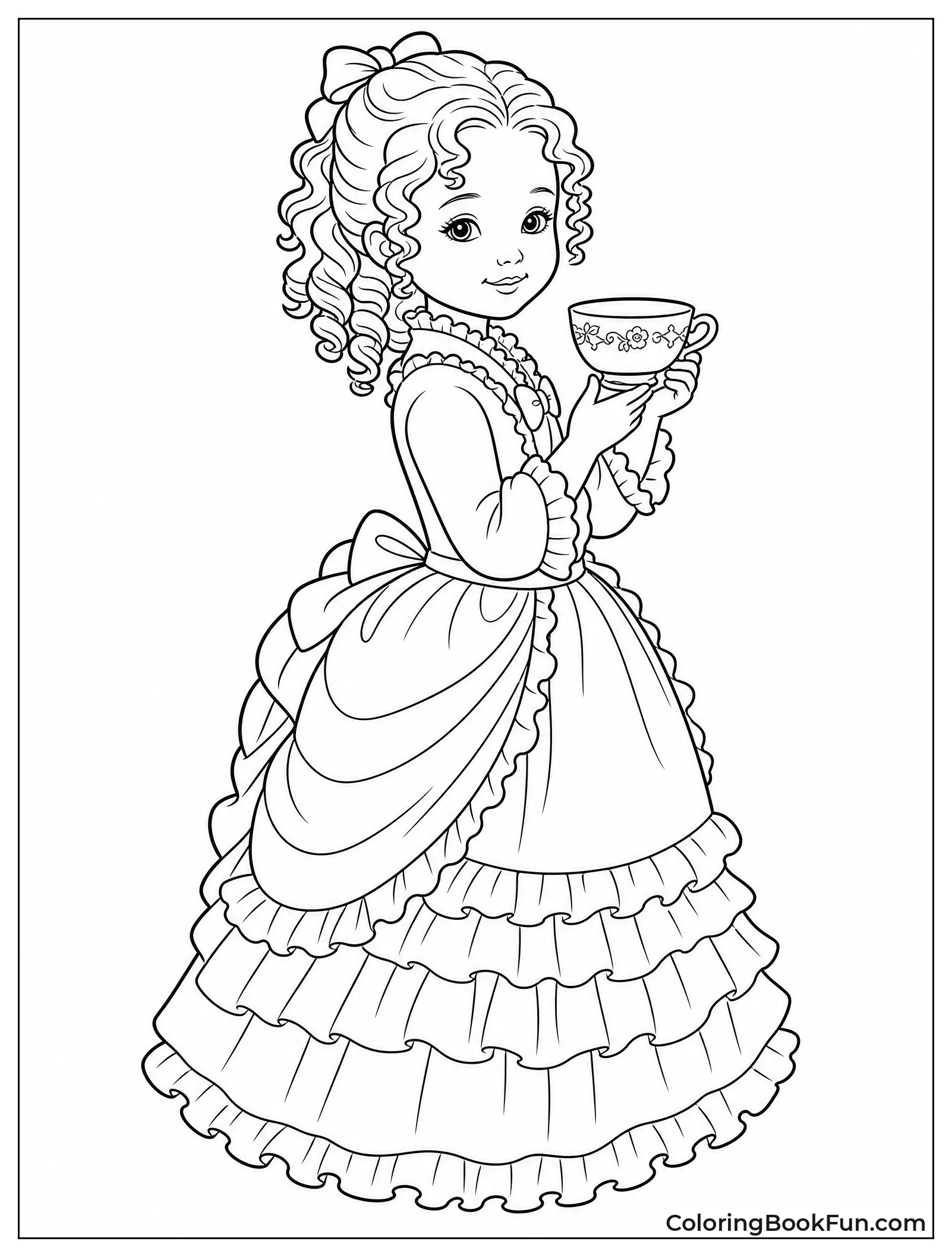 Victorian Girl Holding Teacup