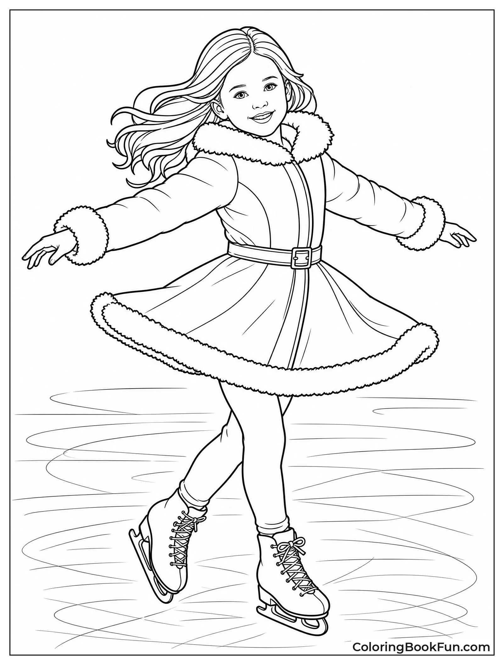 Girl Spinning on Frozen Pond