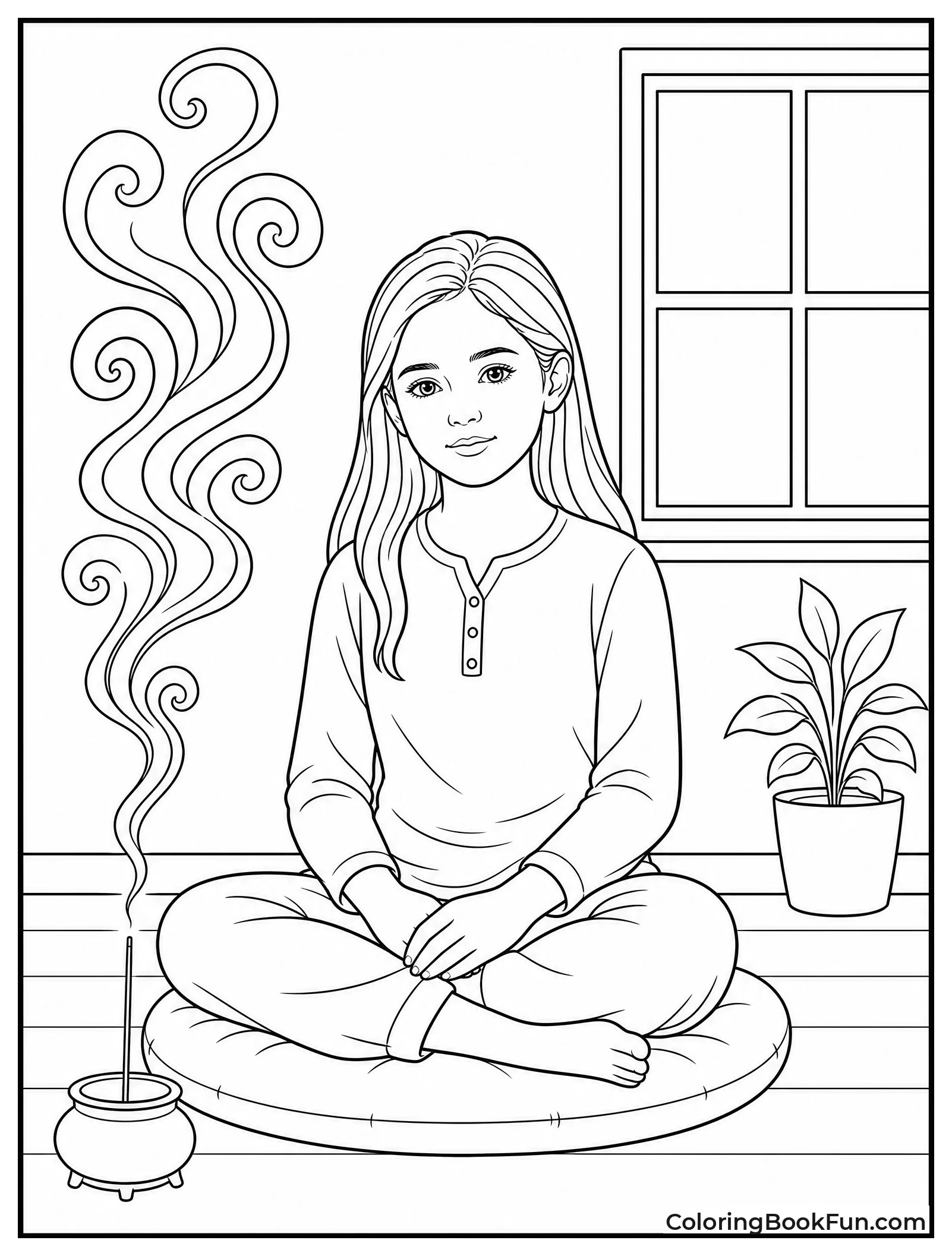 Girl Meditating in Peaceful Room