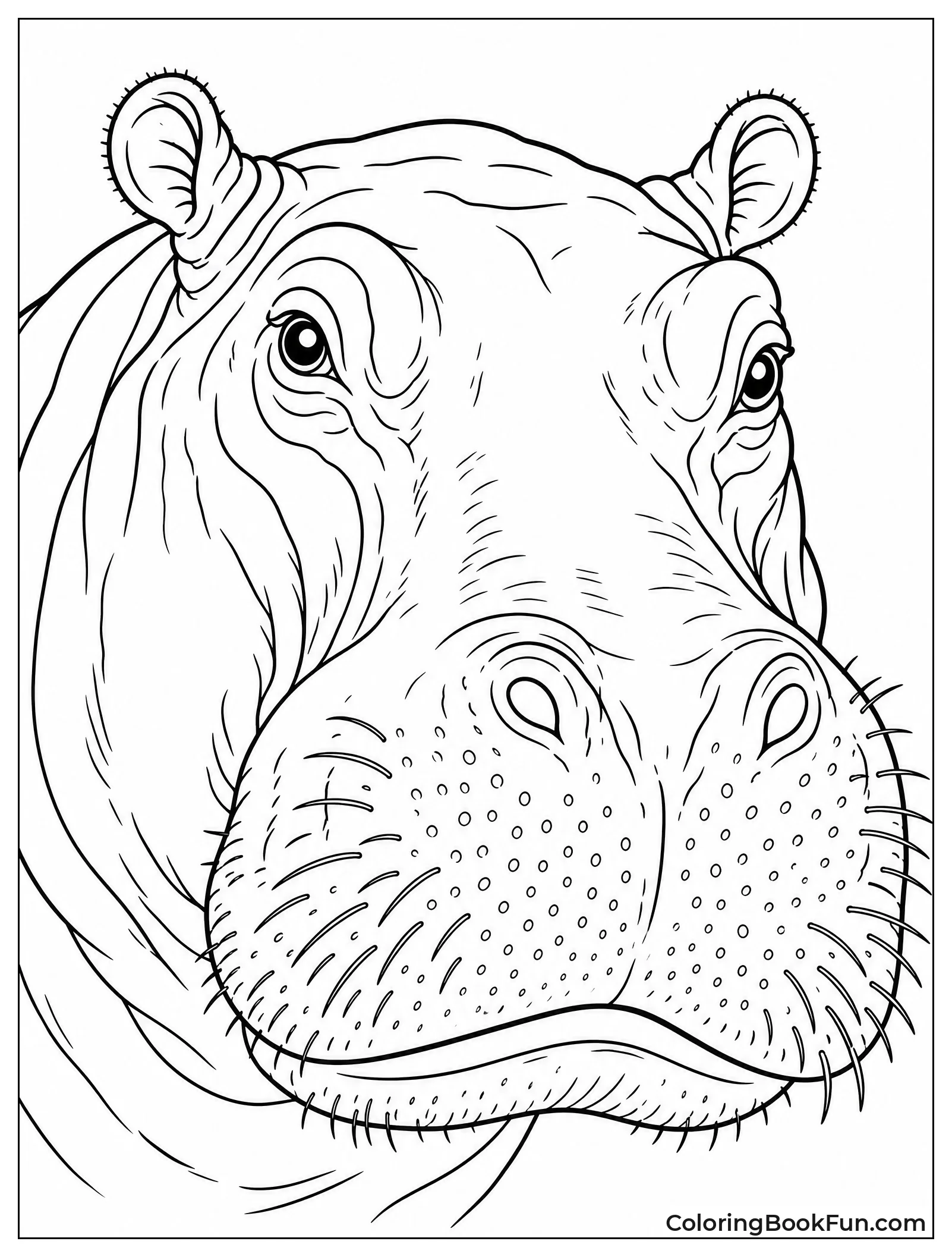 Realistic Hippo Head Portrait