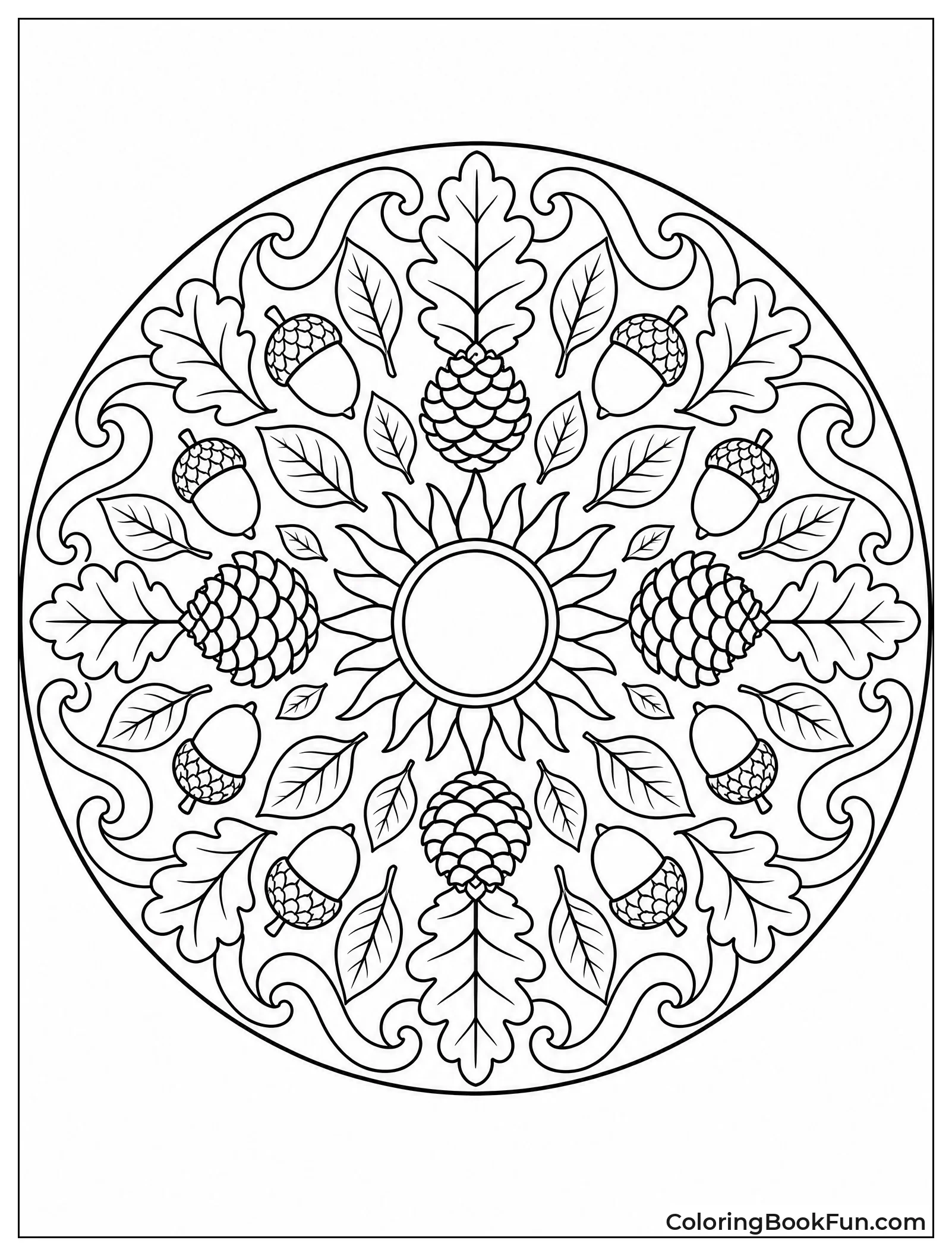 Leaves and Pinecones in Mandala