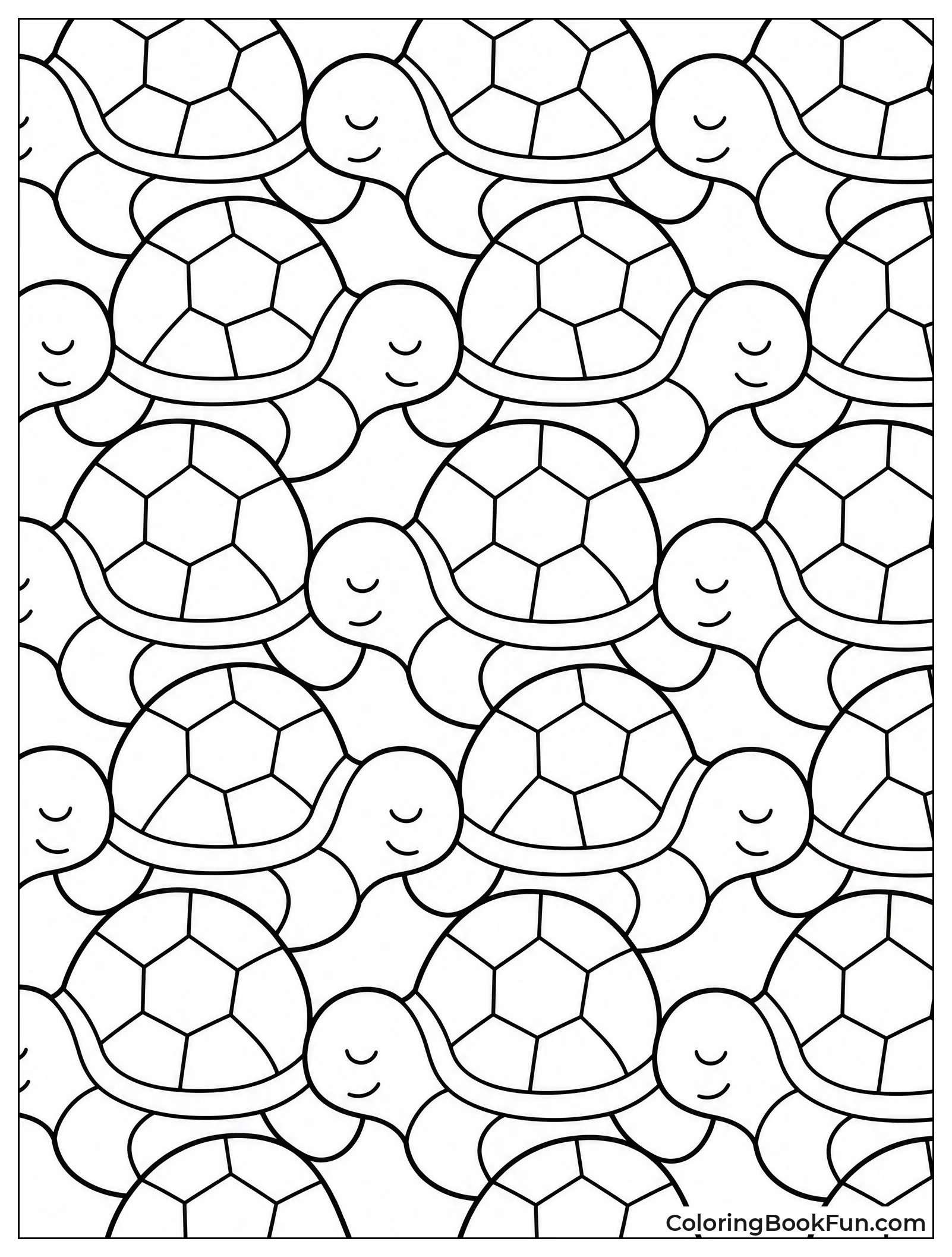 Turtles Interlocking in Repeating Pattern
