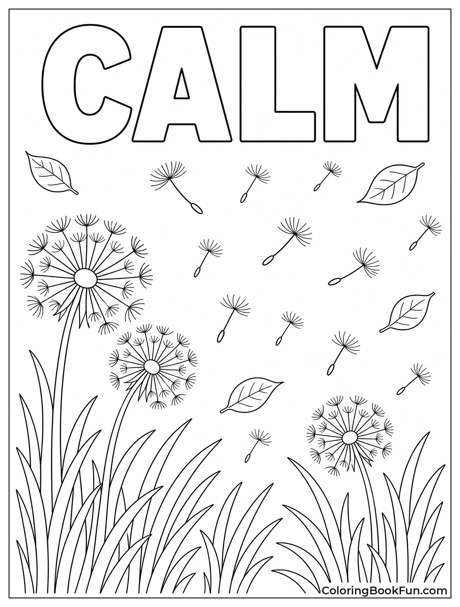 Grass and Floating Dandelion Seeds