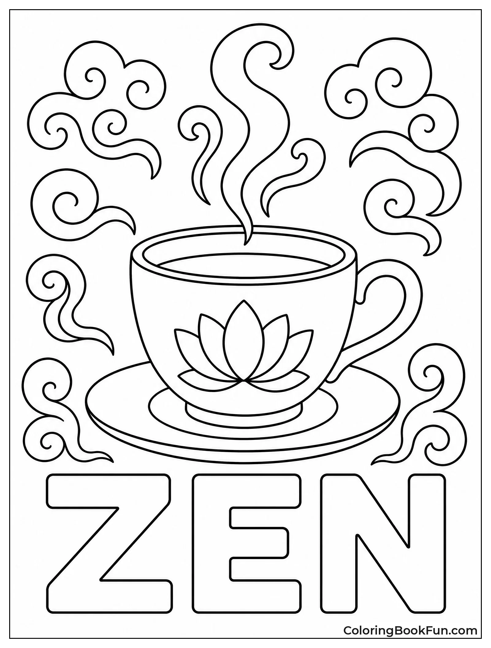 Steaming Tea Cup with Swirls
