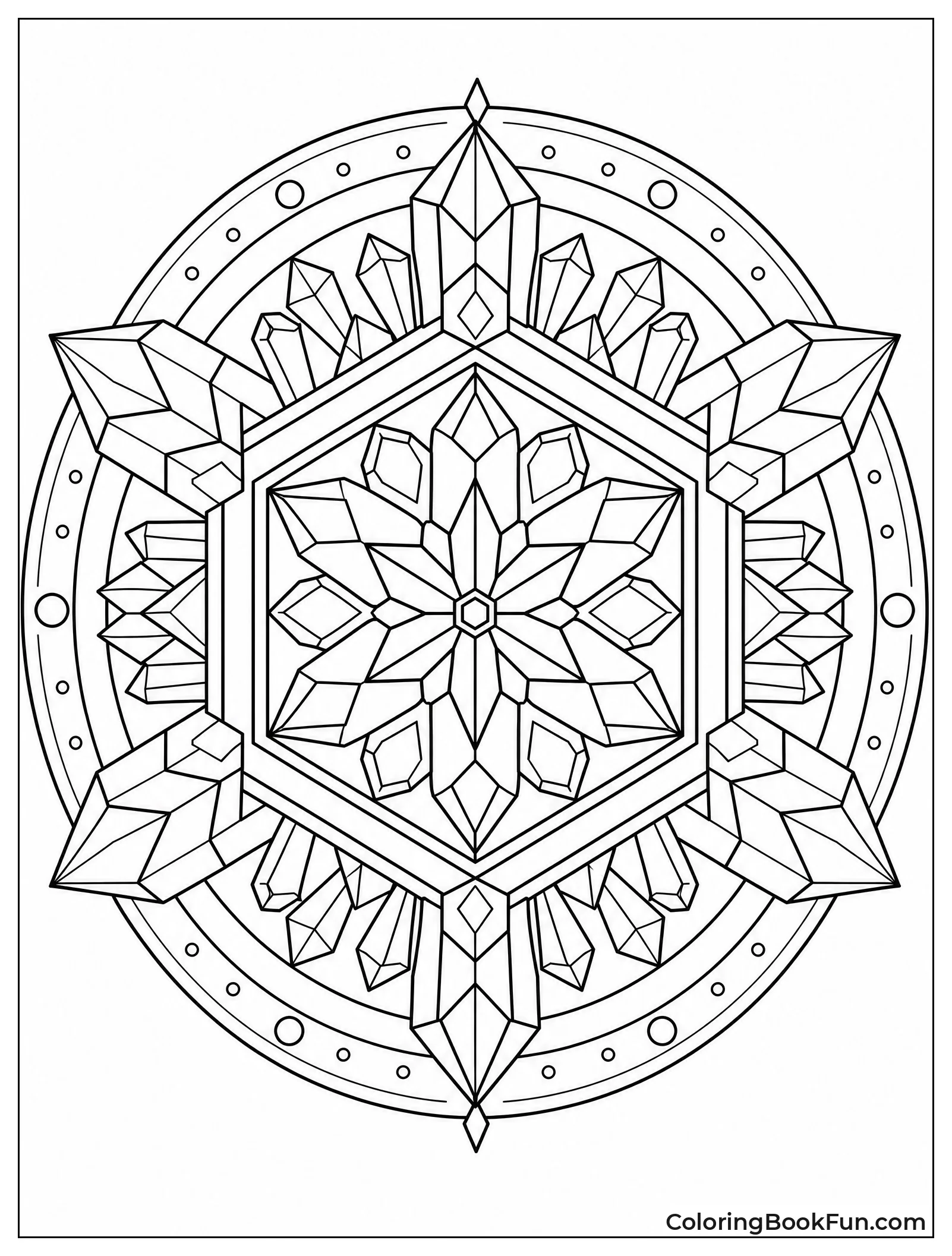 Detailed Snowflake with Six Sides