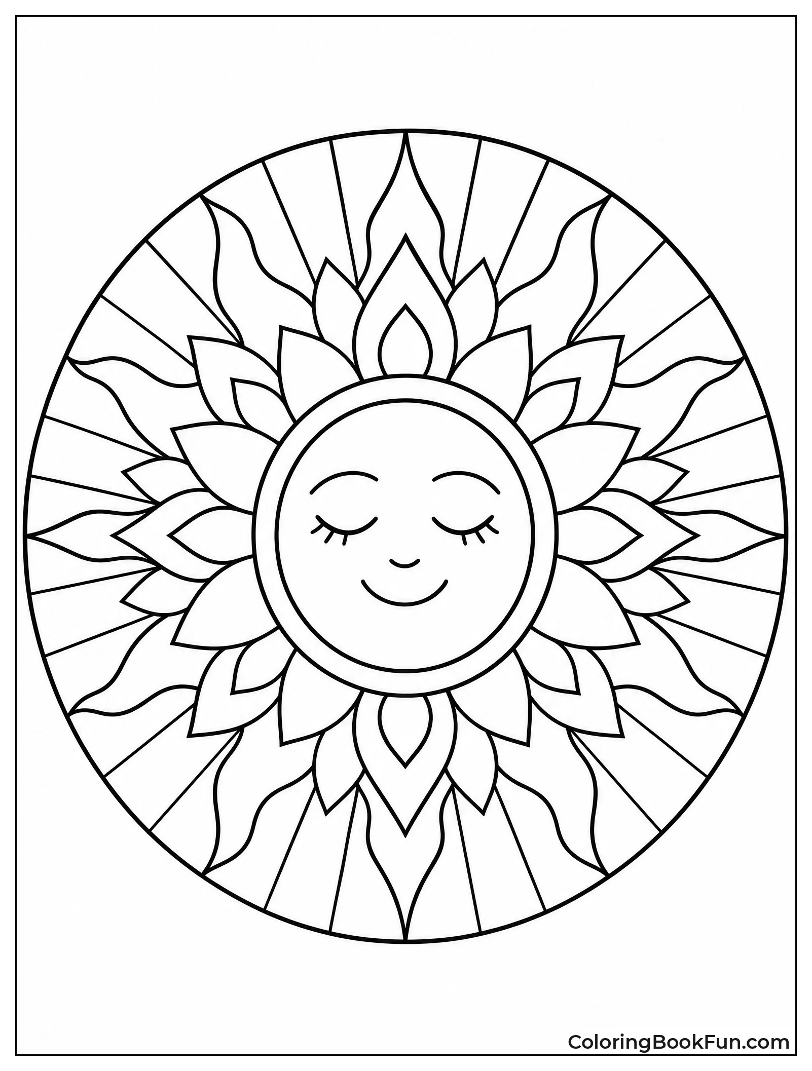 Radiating Sunburst in Circular Pattern