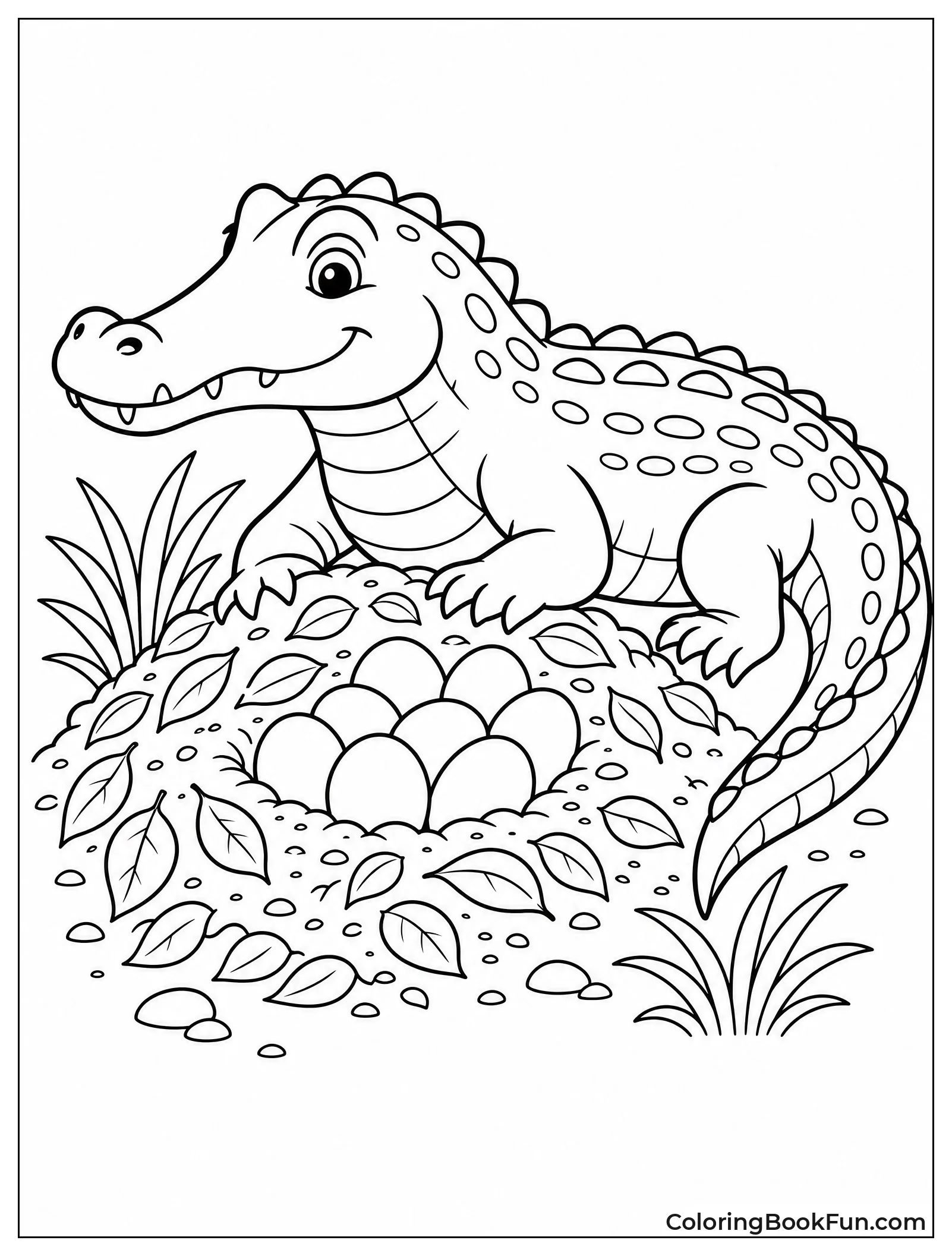 Mom Crocodile Guards Her Nest