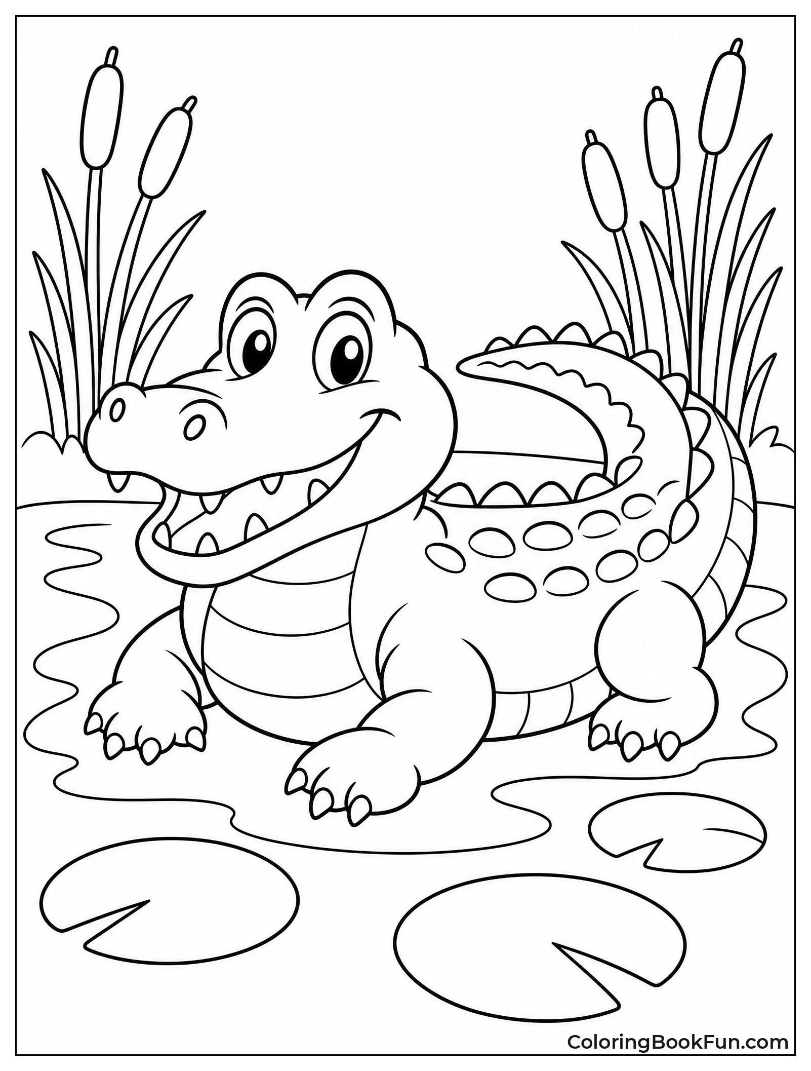 Alligator Smiles In Swamp