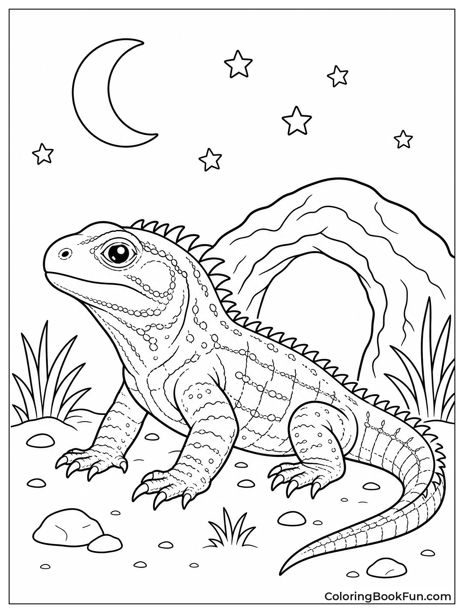 Tuatara Stands Under Moon