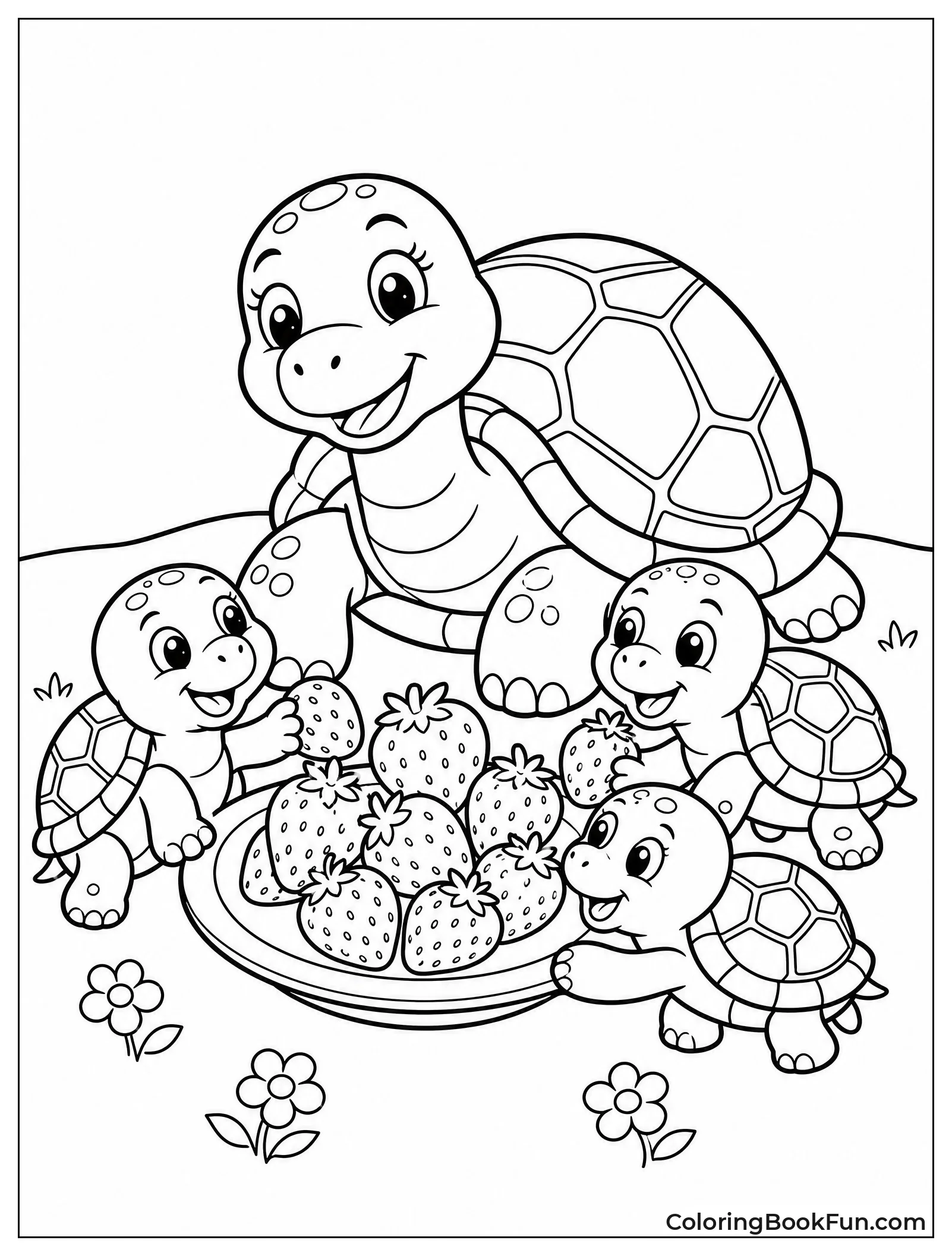Turtles Share Strawberries Together