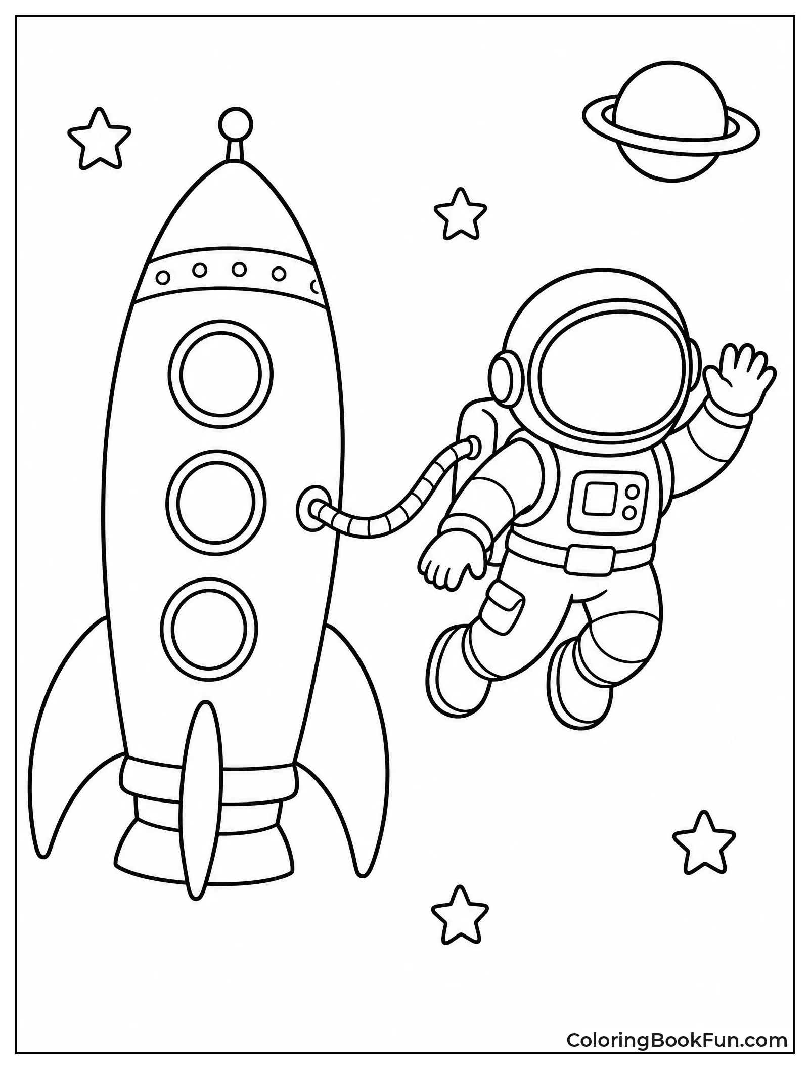 Astronaut Floating Outside the Rocket