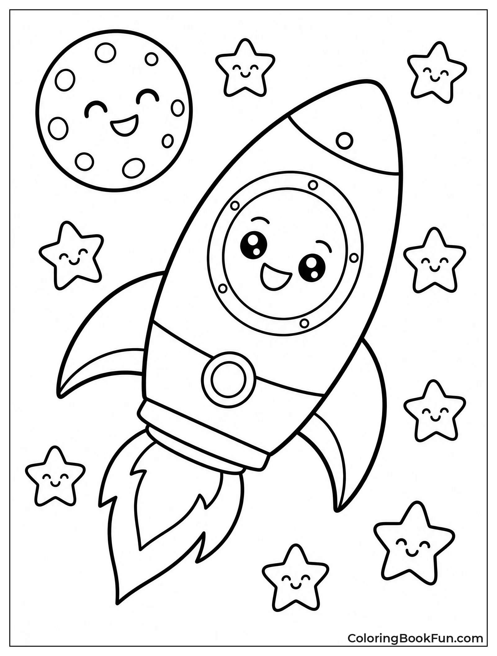 Kawaii Rocket with Smiling Face