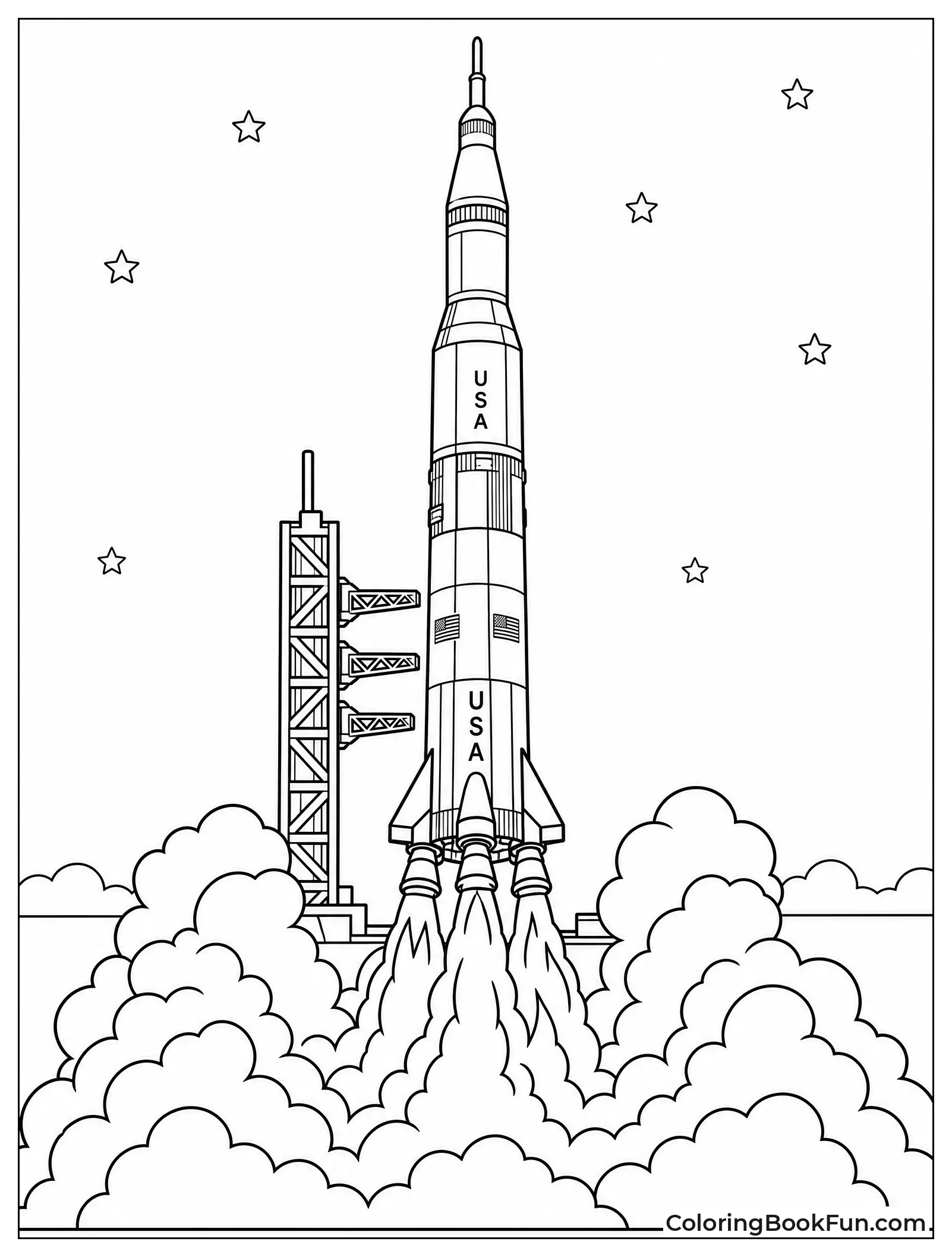 Saturn V Rocket Blasting Off
