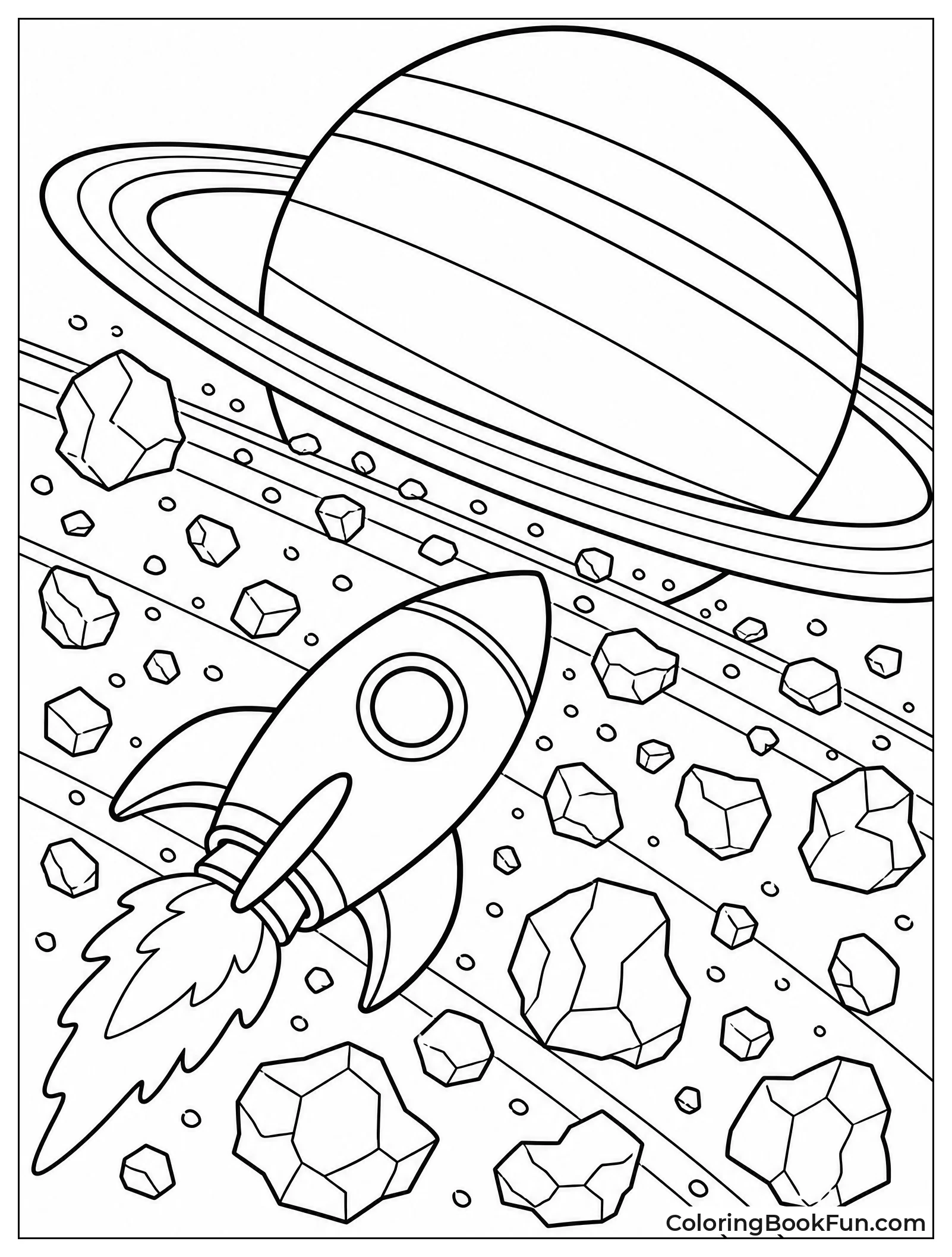 Rocket Flying through Saturn Rings