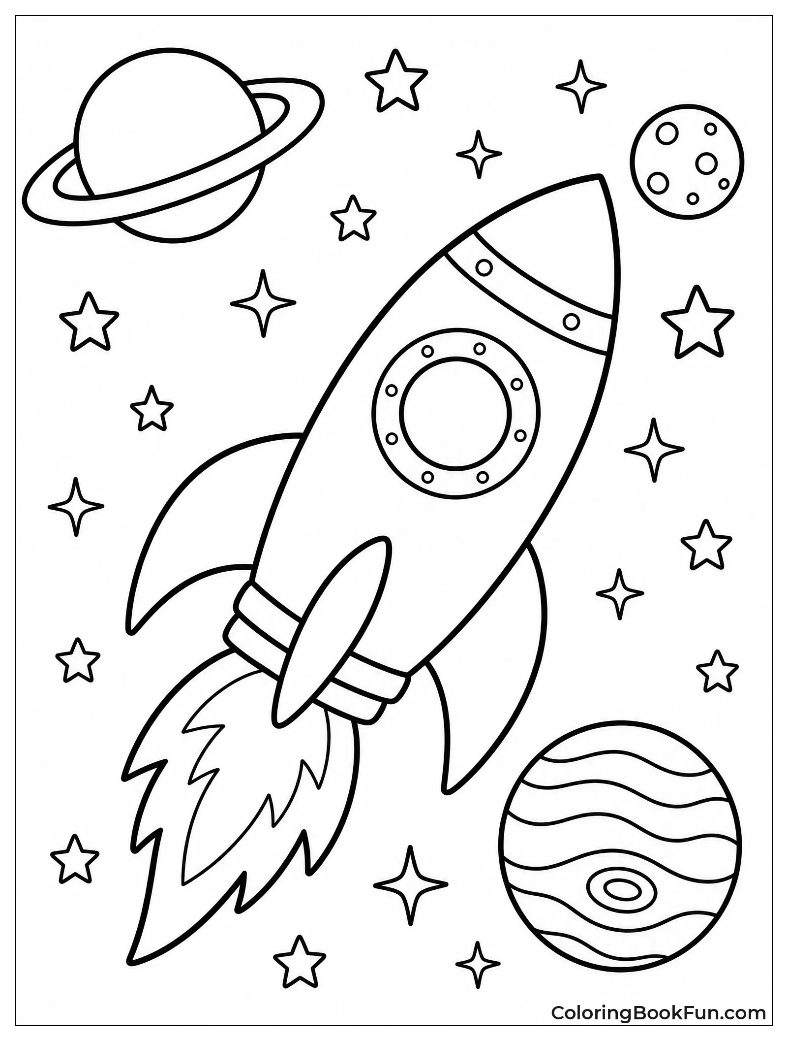 Rocket Soaring Past Twinkling Stars