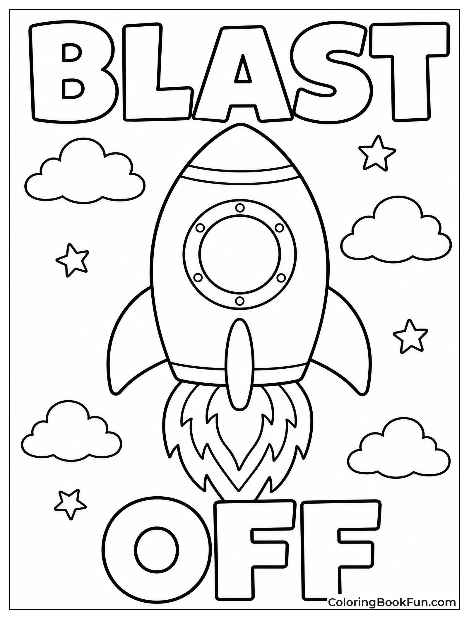 Simple Cartoon Rocket for Kids
