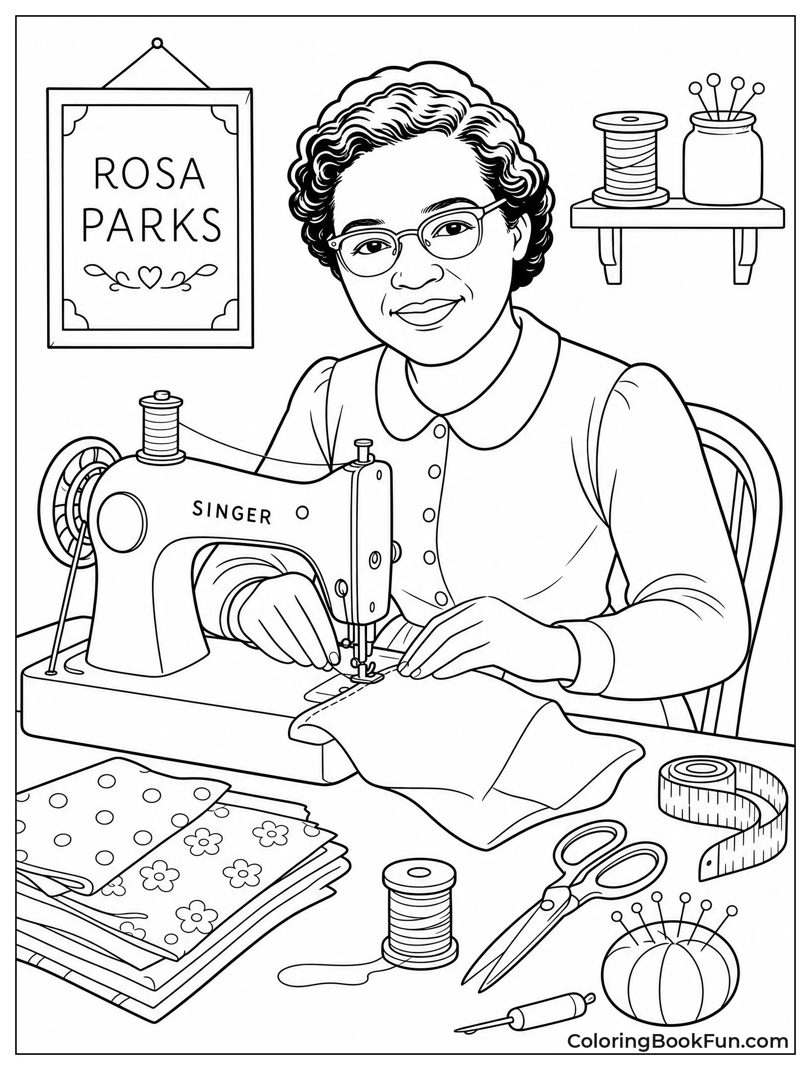 Rosa Sewing at Her Machine