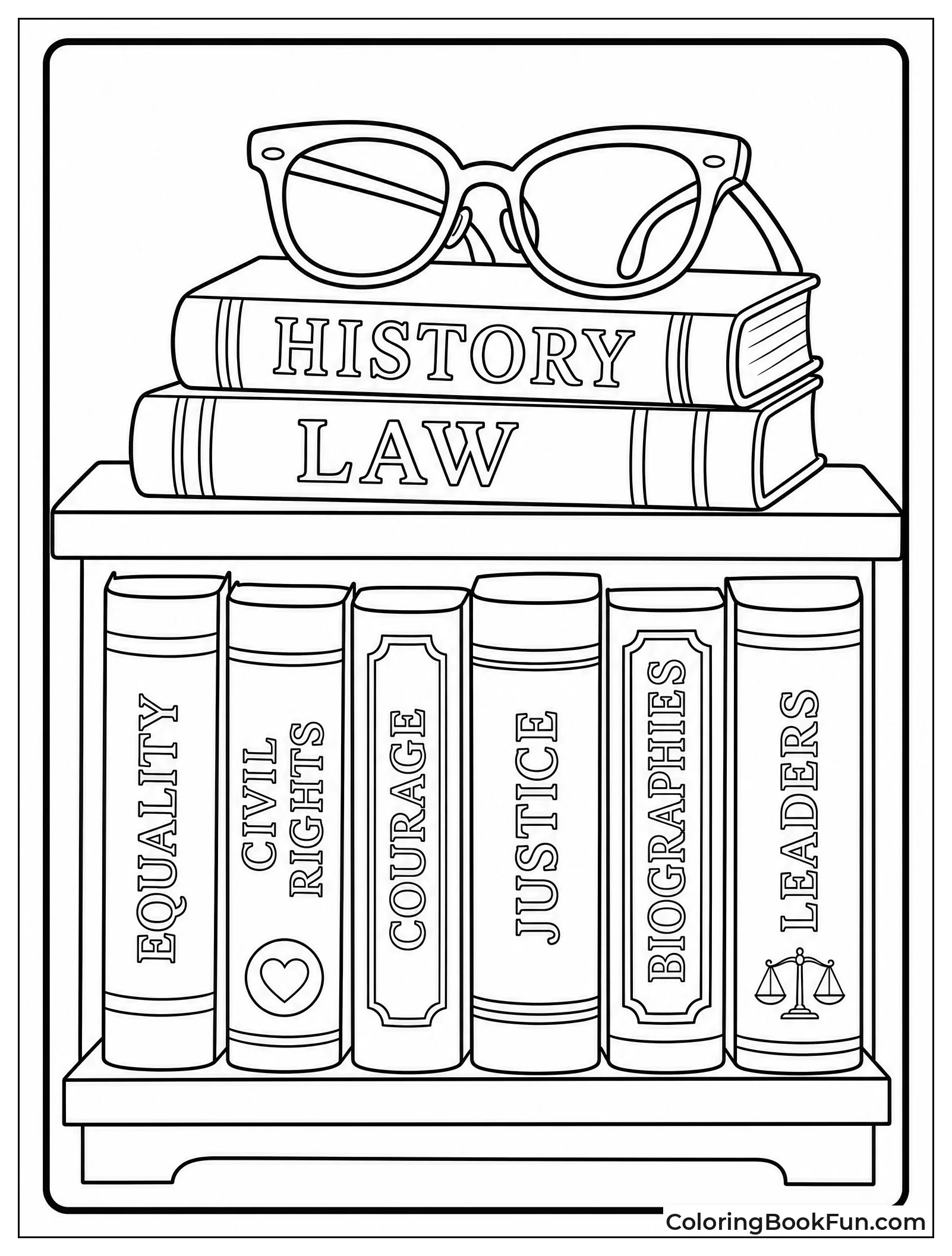 Bookshelf with Rosa's Glasses on Top